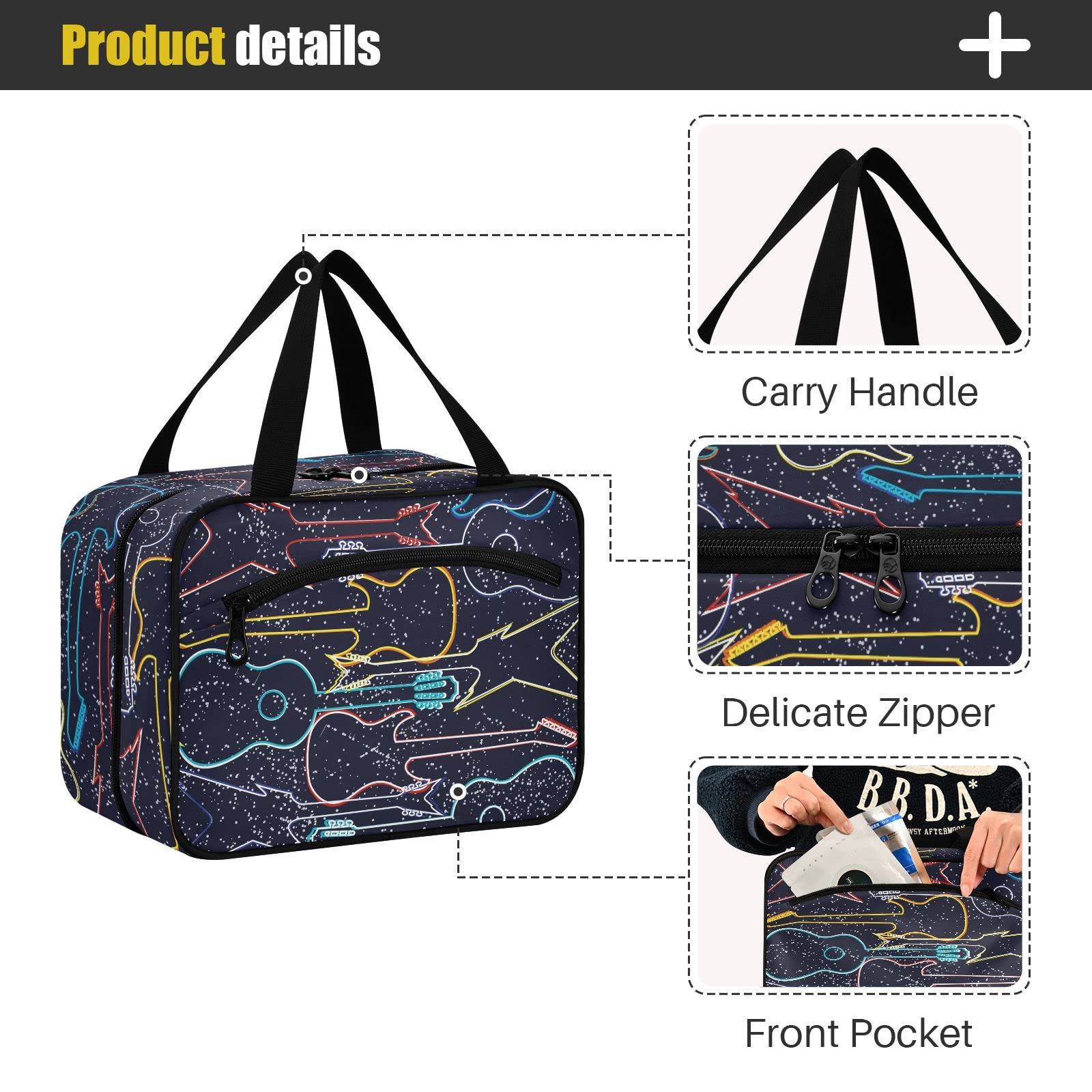 CHIFIGNO Blossoming Almond Tree Travel Toiletry Bag with Hanging Hook - Waterproof Cosmetic Organizer for Makeup Brushes, Shaving Kit & Toiletries - Perfect for Travel, Gym & Daily Use
