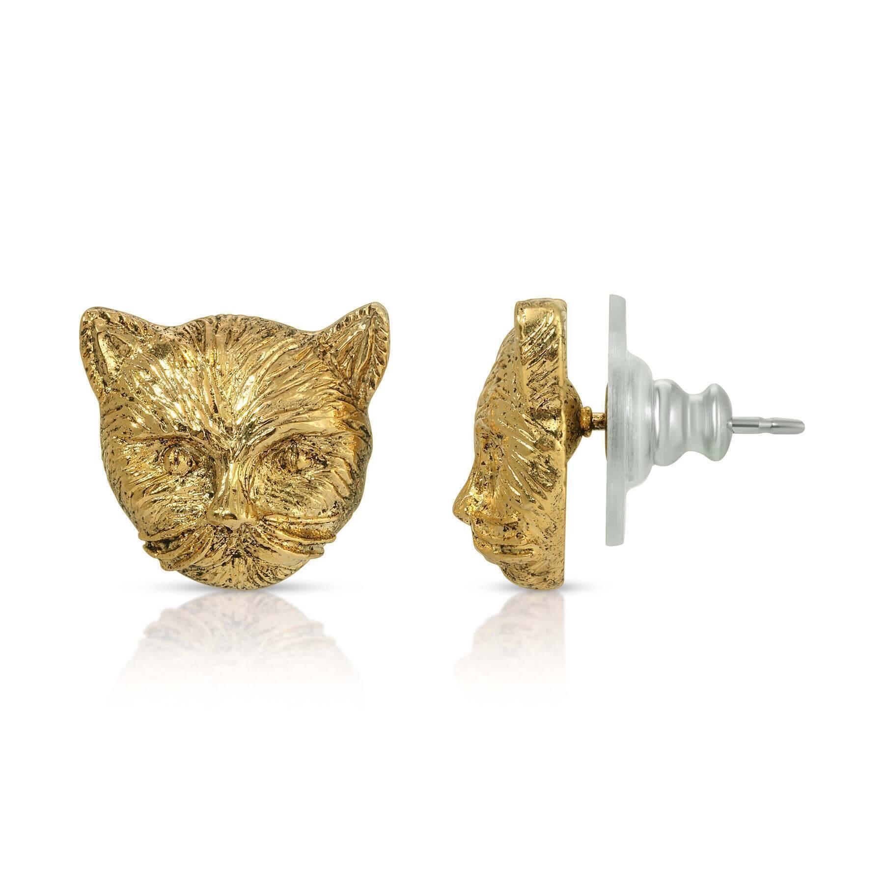 1928 Jewelry Cat Stud Earrings - Cute Animal Earrings for Women, Stainless Steel Hypoallergenic Pet Lover Gift - Perfect for Casual Wear, Parties & Gifts
