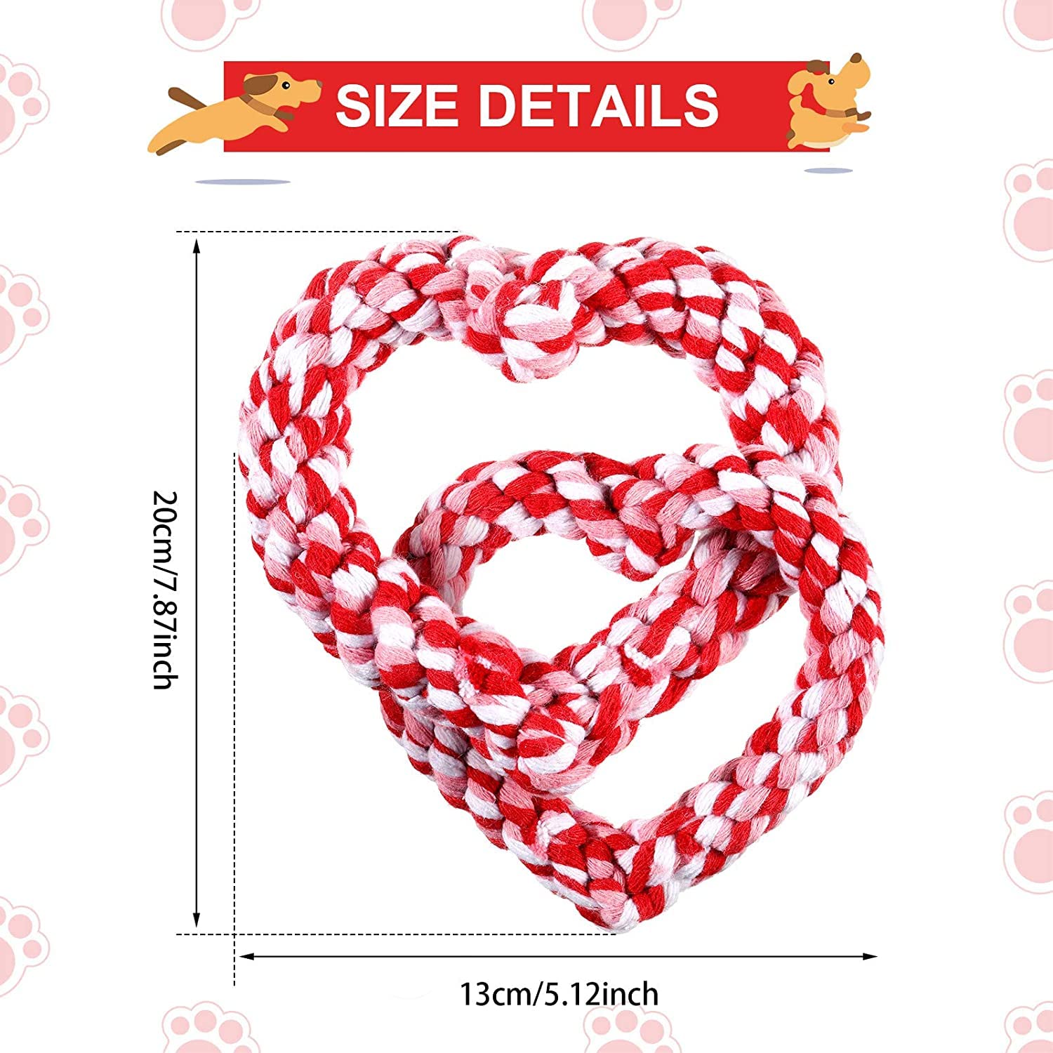 BoomBone Valentine's Day Dog Toy - Interlocking Heart Rope Chew Toy for Small & Medium Dogs - Perfect for Playtime, Training & Bonding with Your Pet