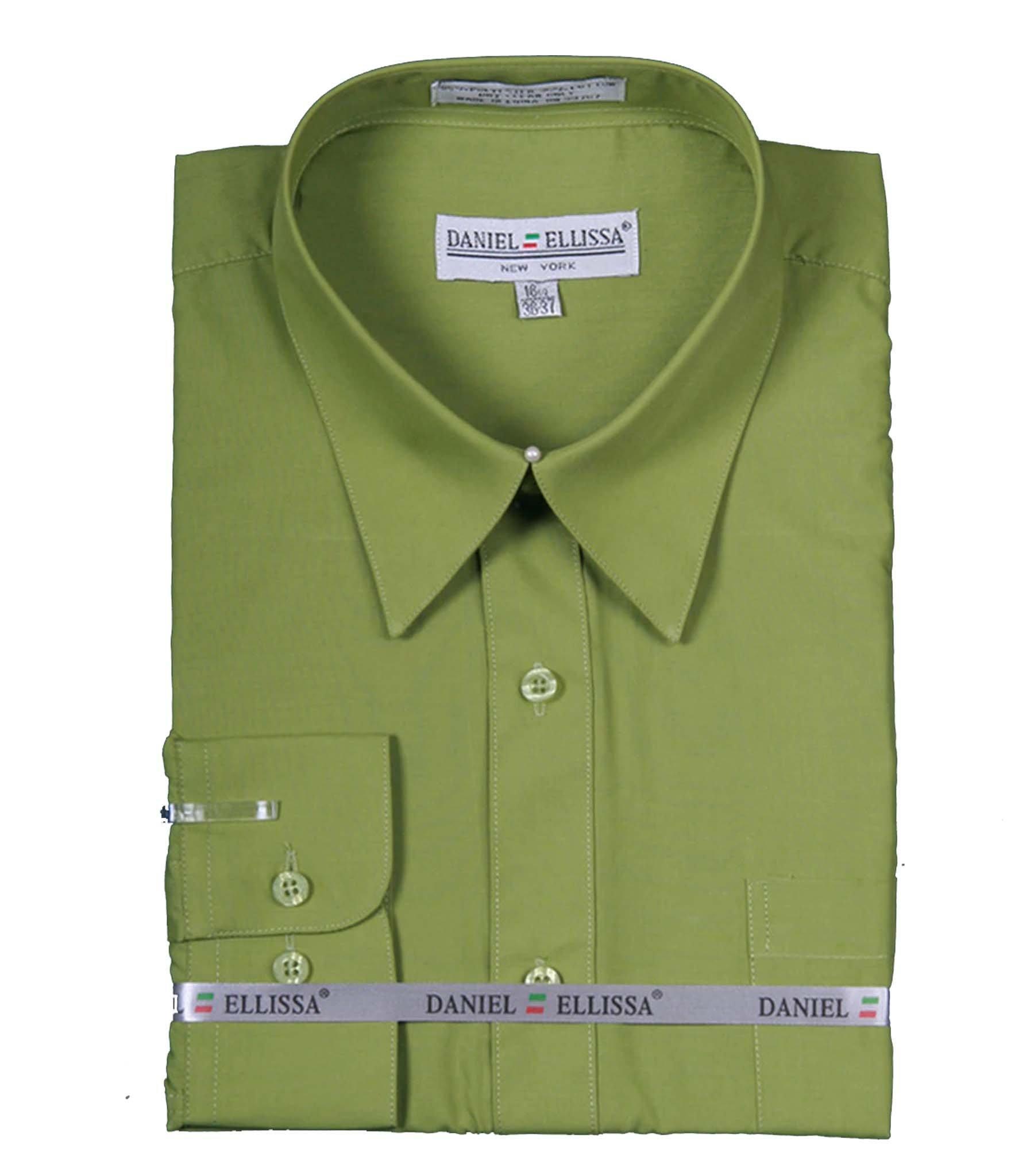 Premium Men's Slim Fit Dress Shirt with Convertible Cuffs - Dark Lime Green Formal Business Shirt for Office, Wedding & Professional Occasions