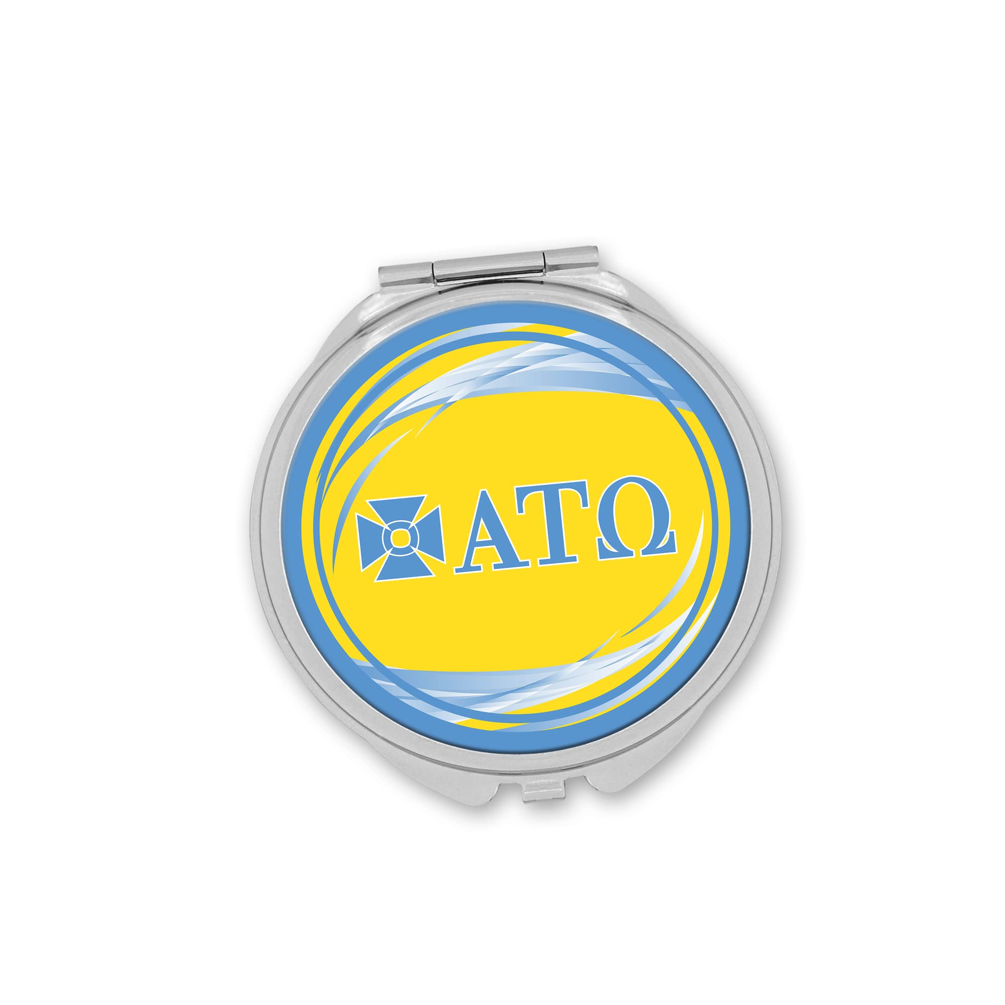 Alpha Tau Omega Fraternity Compact Mirror - Double-Sided Portable Makeup Mirror for Travel, Purse & Dorm (Alpha Tau Omega #2) - Perfect for Cosmetics, Touch-Ups & Fraternity Events