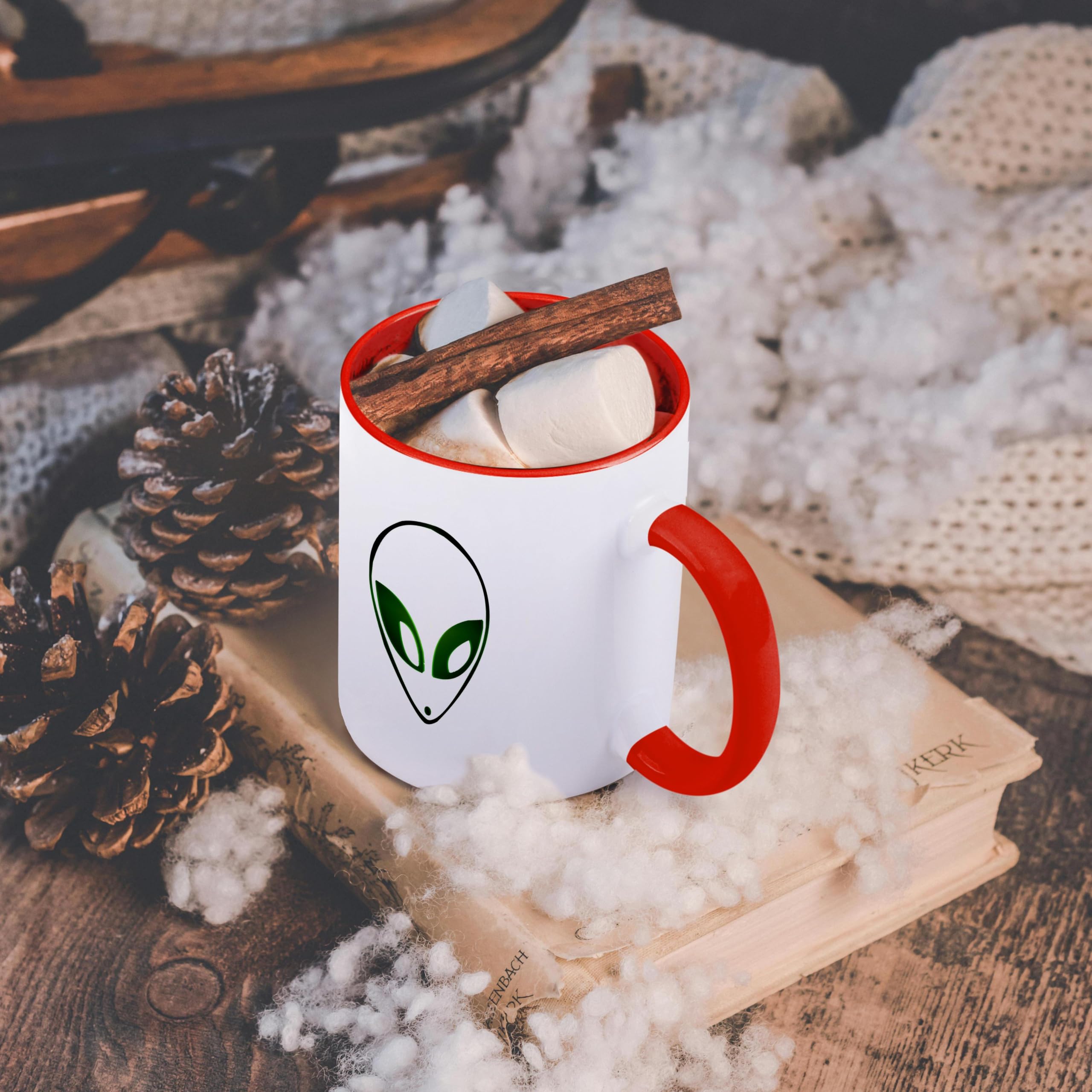 3D Rose Alien Two Tone Ceramic Coffee Mug - 11oz Funny Novelty Gift for Sci-Fi Fans, Perfect for Home, Office & Geek Decor (Red)