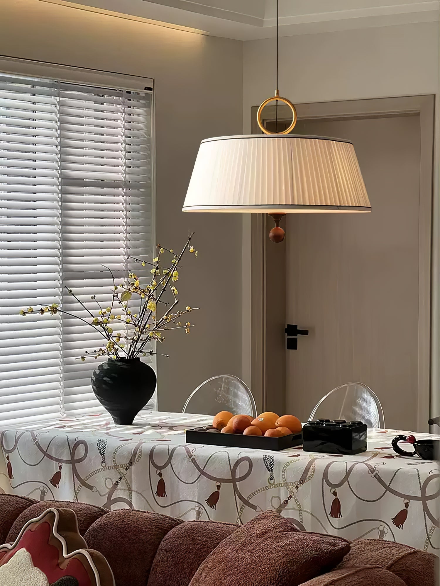 Alina Fabric Pendant Lamp - Modern Handwoven Hanging Light Fixture for Dining Room, Bedroom & Living Room Decor