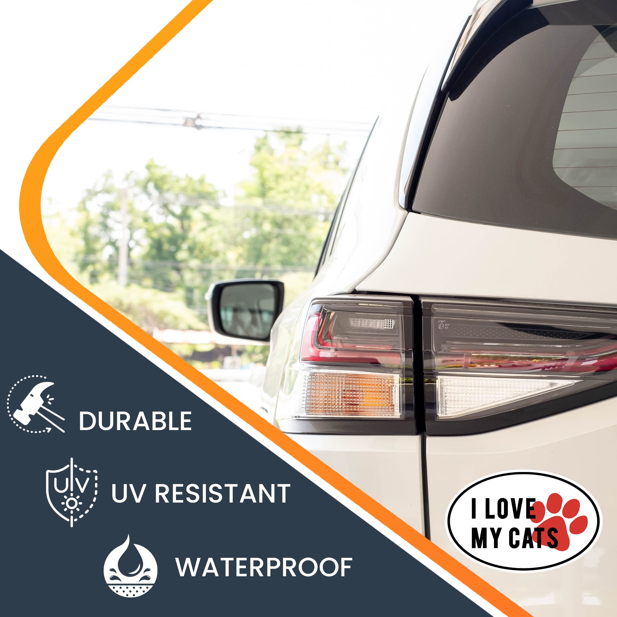 I Love My Cats Black and White Oval Car Magnet with Red Paw Print - 4x6 Inch Heavy Duty Automotive Magnet for Car, Truck, SUV - Perfect for Pet Lovers & Vehicle Decoration