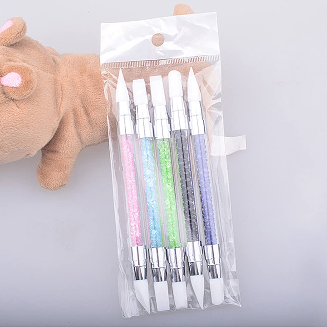 Professional Dual-Head Nail Dotting Pen - Silicone Nail Art Brush with Rhinestones for DIY Manicure, Salon & Home Nail Design | Perfect for Gel Polish, Acrylic Nails & Creative Nail Art