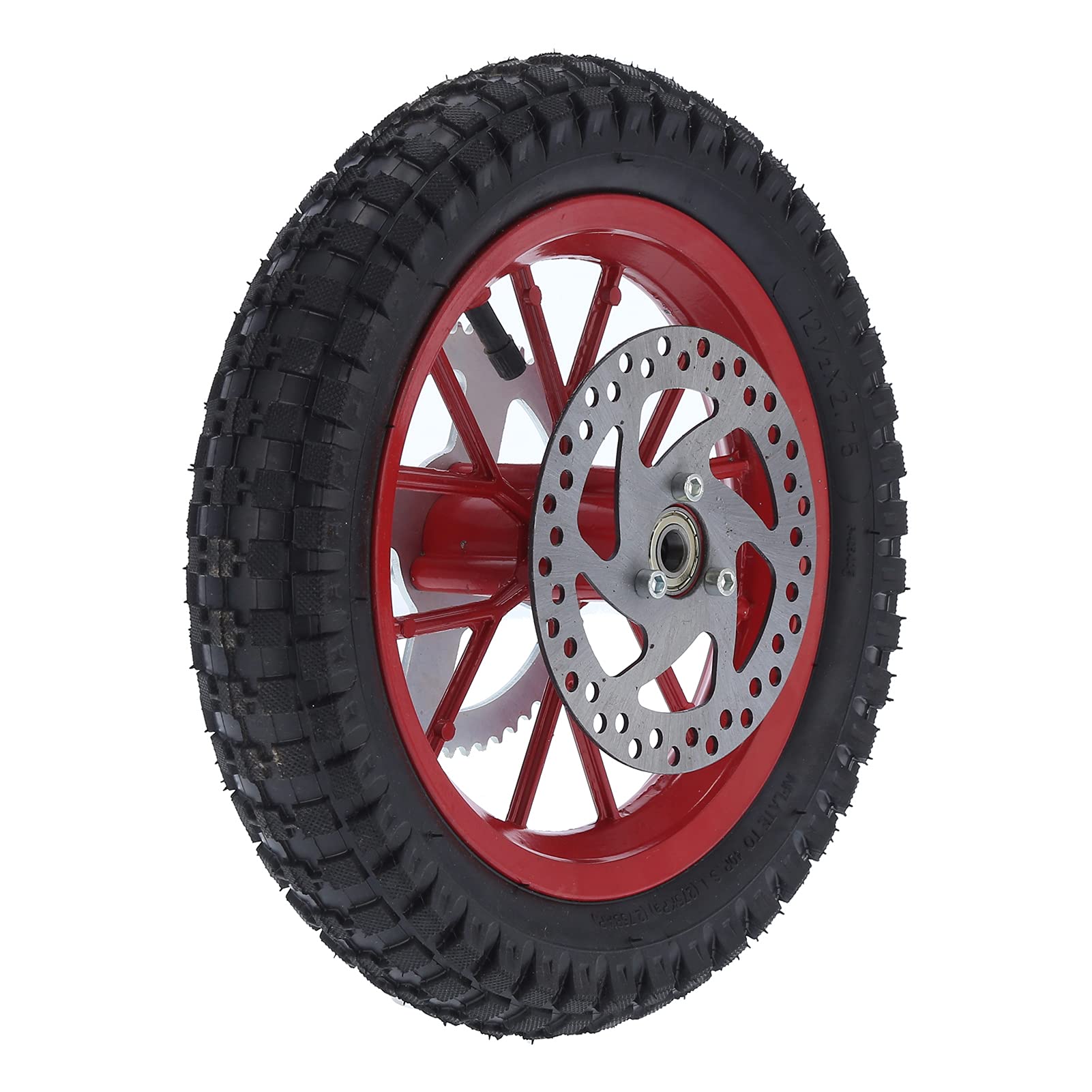 KIMISS 12.5x2.75 Inch Dirt Bike Rear Wheel - Steel Alloy Slip-Proof Mini Pocket Tire for 2 Stroke Motorcycles (Red) - Perfect for Off-Road Racing & Trail Riding
