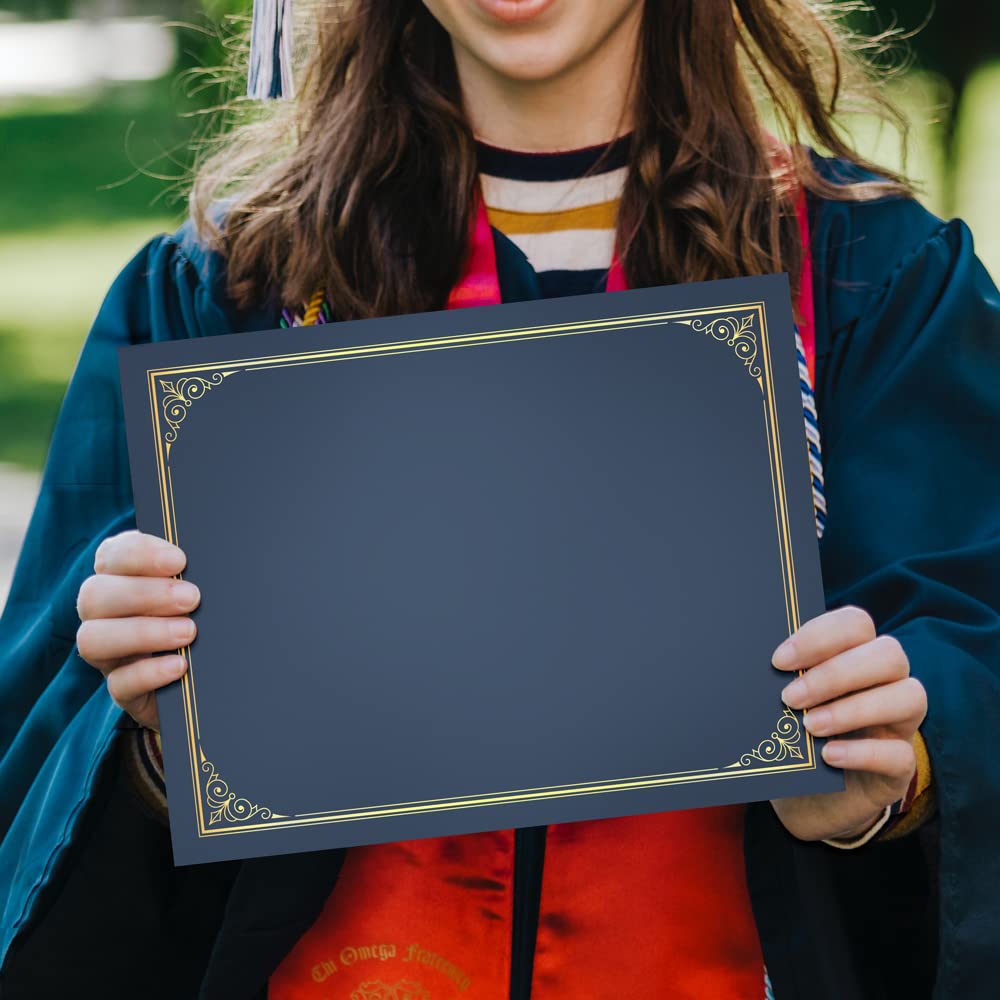 Premium SUNEE Certificate Holders (30-Pack, Blue) - Gold Foil Border Diploma Covers for 8.5x11 Letter Size Documents, Cardstock & Certificates | Perfect for Graduations, Awards & Professional Presentations