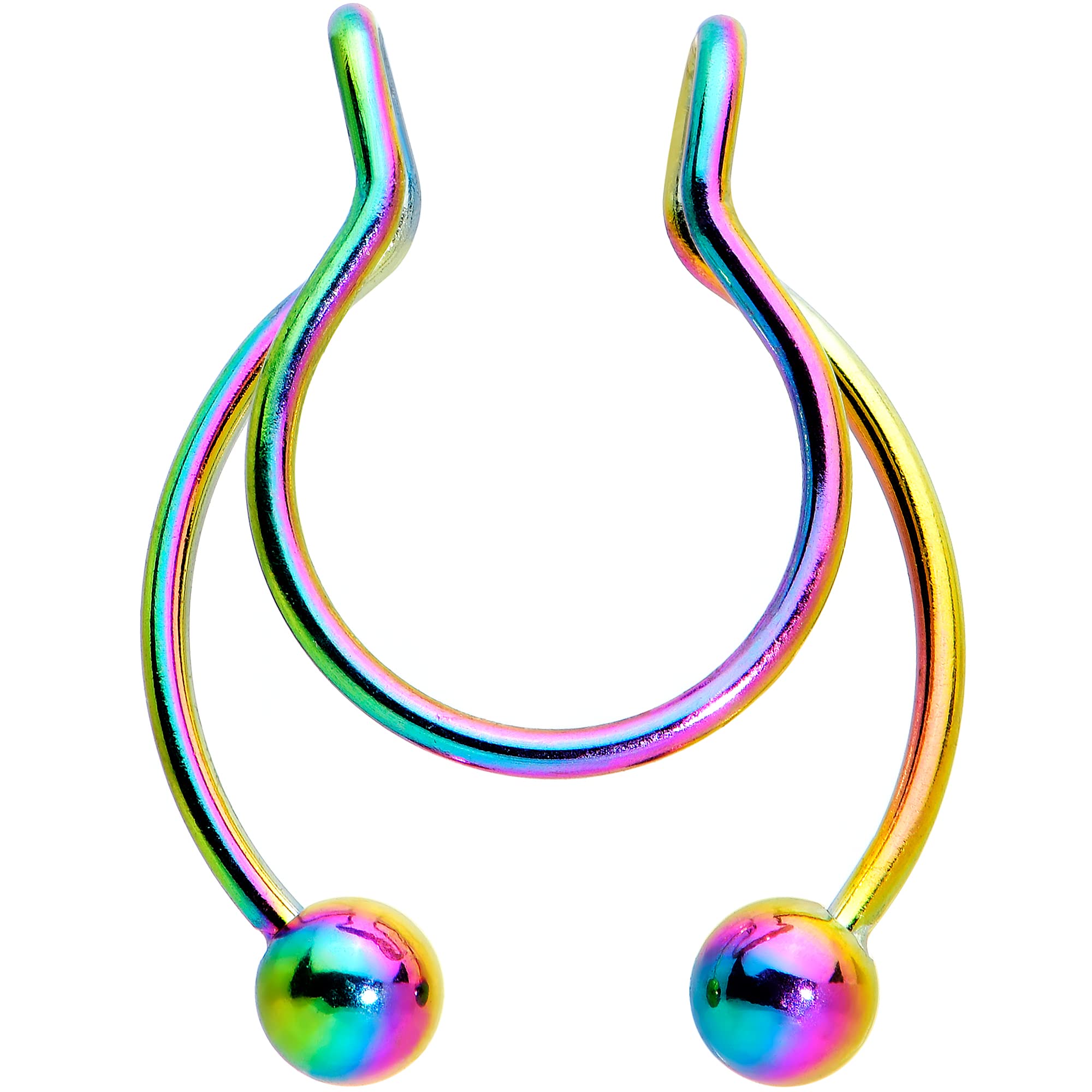Horseshoe Barbell Fake Nose Ring - Clip On Non Pierced Septum Illusion Jewelry for Women & Men - Perfect for Costume Parties, Halloween & Everyday Fashion Accessories