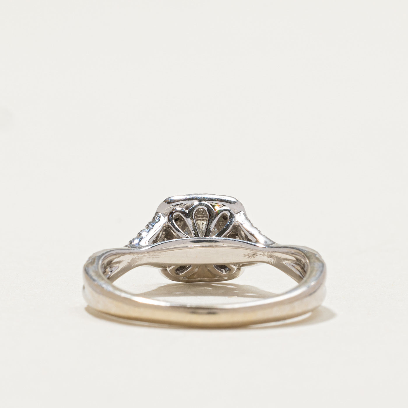 0.70ctw Diamond Halo Crossover Engagement Ring - Size 5 | Elegant Wedding Band for Proposals, Anniversaries & Special Occasions