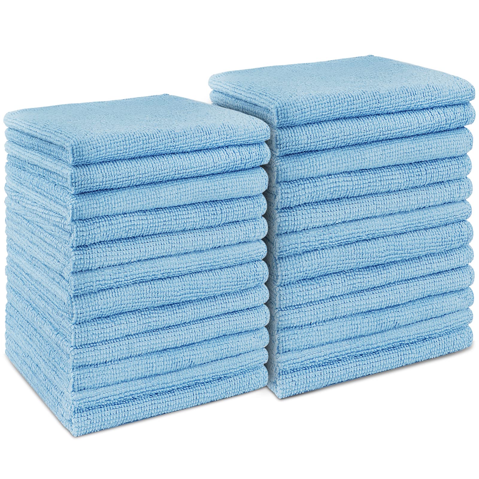 AIDEA 24-Pack Blue Microfiber Cleaning Cloths - Super Soft, Highly Absorbent, Lint-Free Reusable Cleaning Rags for Kitchen, Car, Windows, Dishes (11.5