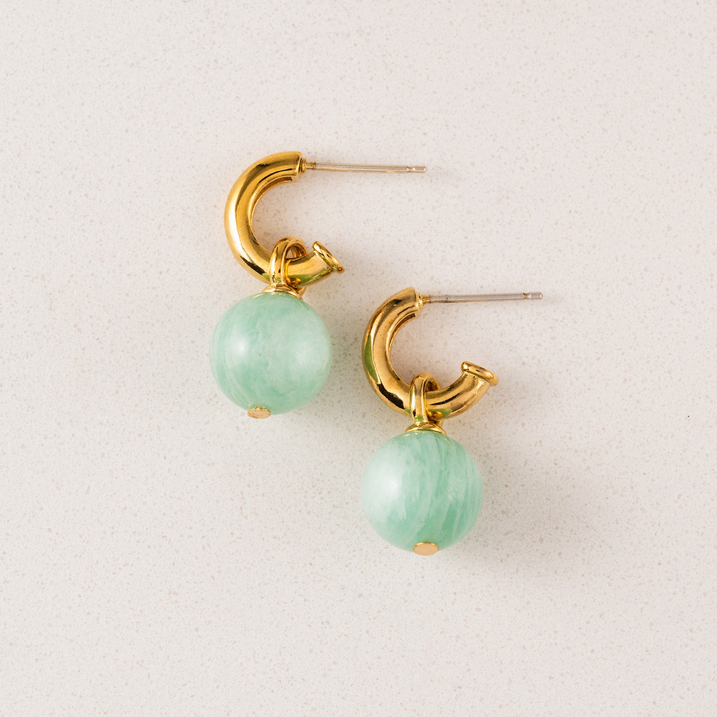 Sorrento Gemstone Hoop Earrings for Women - 14K Gold Plated Dangle Earrings with Natural Stones - Perfect for Parties, Weddings & Everyday Wear
