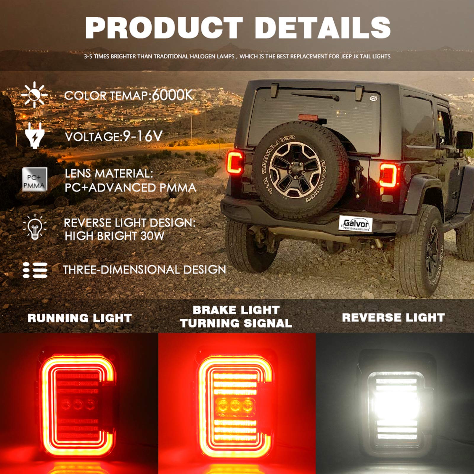 Smoked LED Tail Lights Replacement for Jeep Wrangler JK JKU 2007-2017 - 20W Brake Reverse Lights, DOT Approved Daytime Running Lights - Perfect for Off-Roading, Night Driving & Enhanced Safety