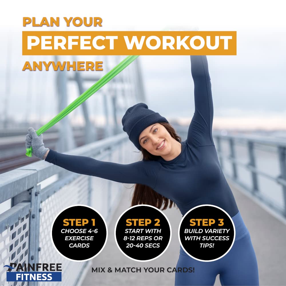 Exercise Flash Cards for Home Workouts - 50 Card Fitness Deck with Illustrated Workouts for Women & Men - Perfect for Home Gym, Travel & Office Workout Routines