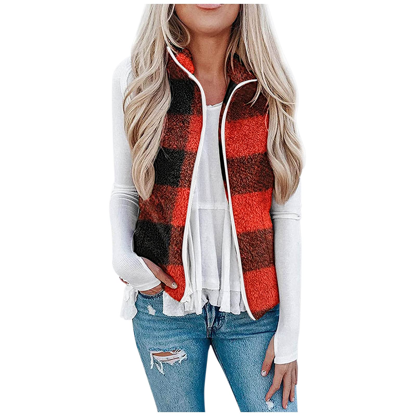 Stylish Women's Fleece Vest Jacket with Pockets & Zipper - Plush Sleeveless Lapel Coat for Casual Outfits | Perfect for Fall Layering, Outdoor Activities & Streetwear Fashion