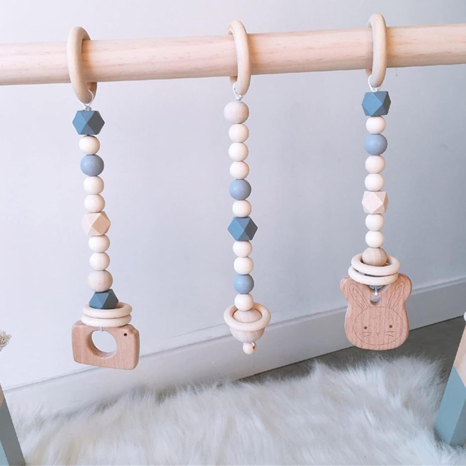Wooden Baby Play Gym with Hanging Toys - Montessori Crib & Stroller Activity Toy for Infants Boys & Girls | Perfect for Nursery Decor, Birthday Gifts & Early Childhood Development