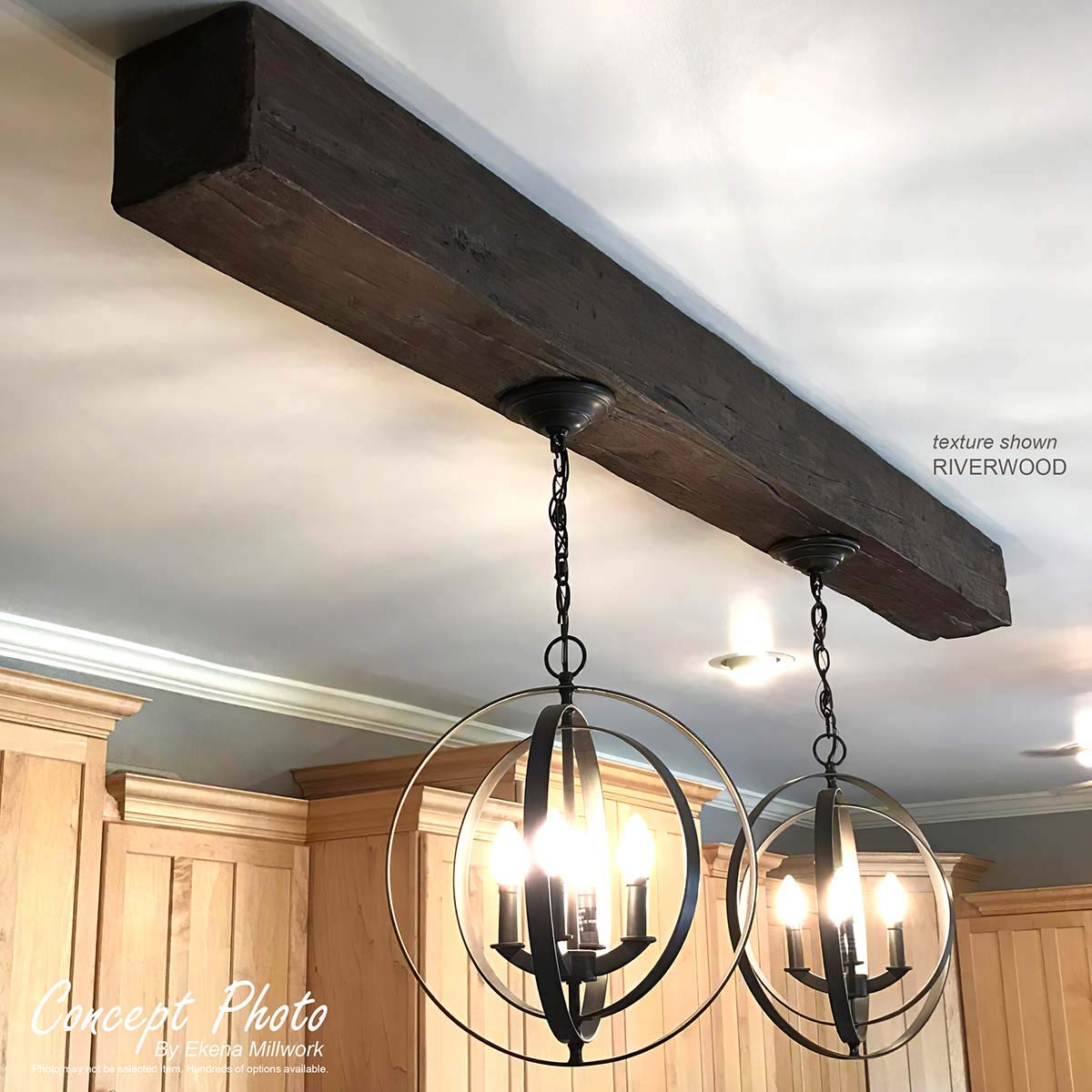 Ekena Millwork BMHH3C0080X060X096ZH 3-Sided U-Shaped Hand Hewn Endurathane Faux Wood Ceiling Beam - 8