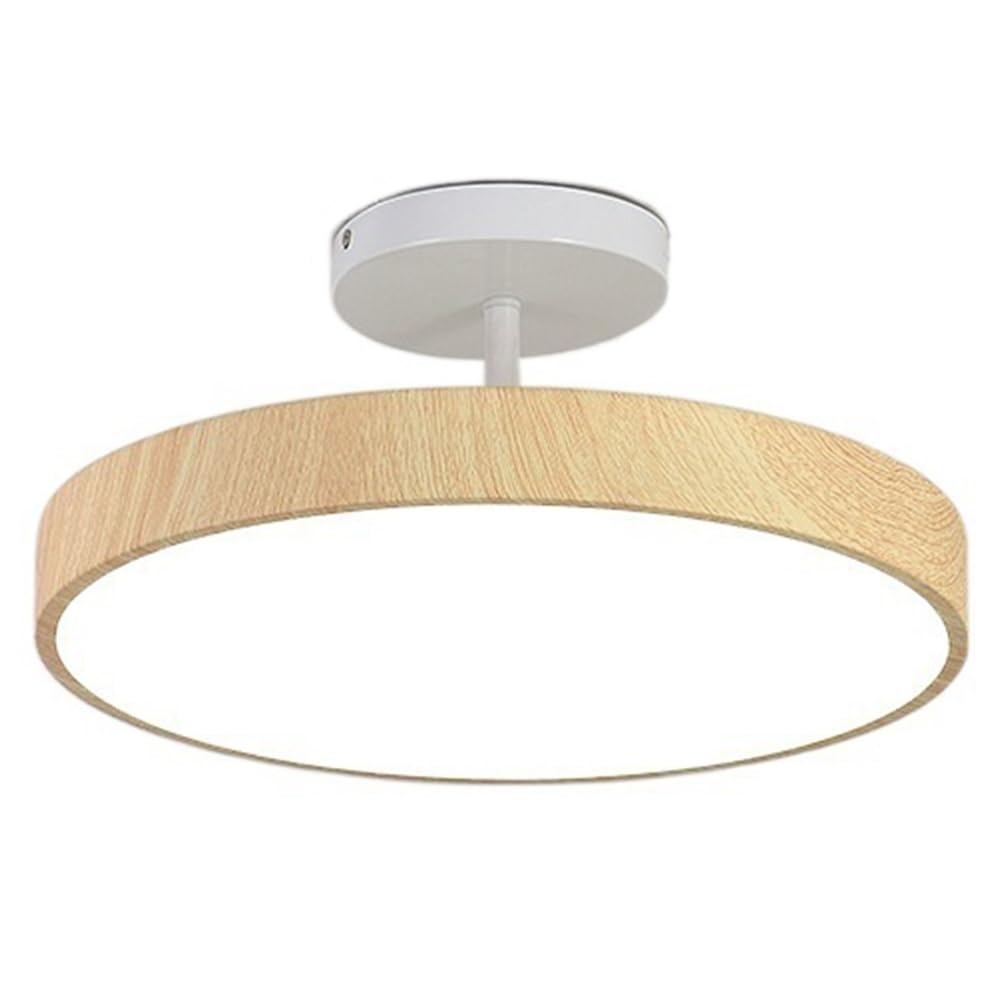 Modern Wooden LED Ceiling Light - 3 Color Dimmable Minimalist Indoor Lighting Fixture for Bedroom, Dining Room, Living Room, Kitchen & Hallway - 40cm Scandinavian Style Wood Finish (Warm White/Cool White/Daylight) - Perfect for Creating Cozy Ambiance in Home Decor