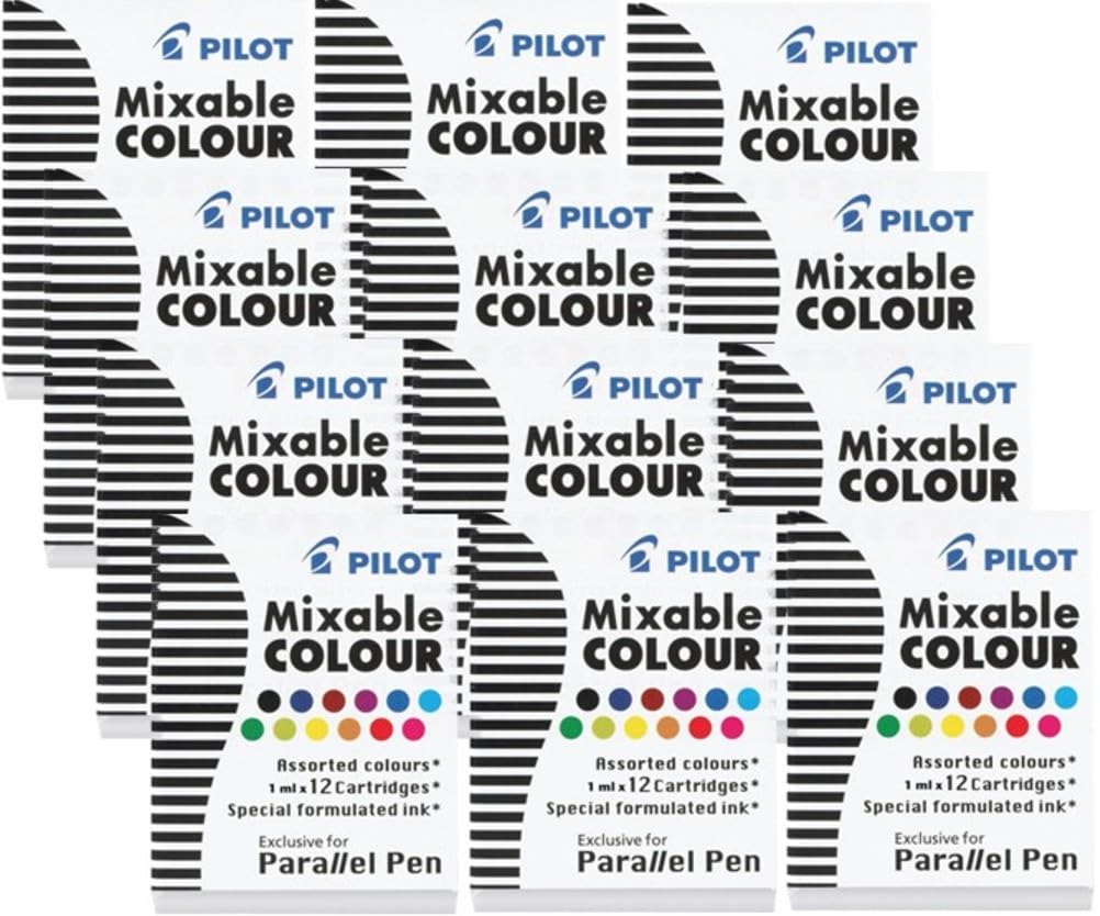 12 BOXES Pilot Parallel Pen Ink Refills (77312) - Assorted Colors, 12 Cartridges per Pack - Perfect for Calligraphy, Hand Lettering & Artistic Writing