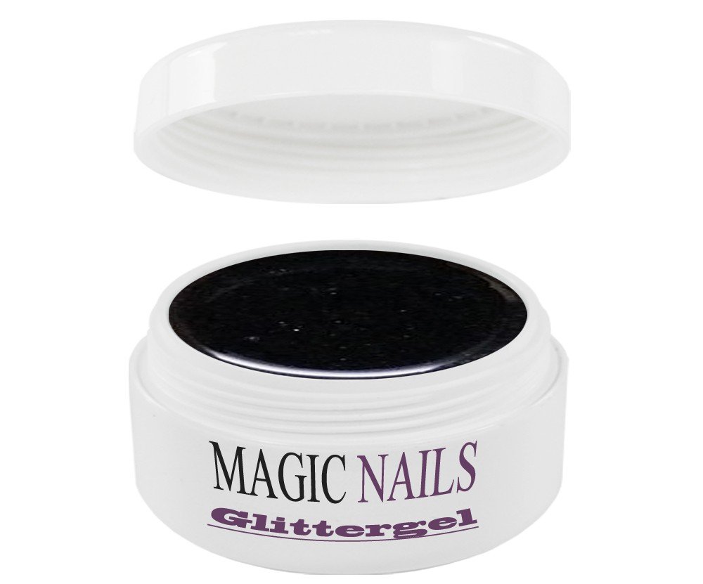 Magic Nails Glitter Gel Polish - Black Shimmer Nail Art Gel (15ml) for Salon & DIY Manicure at Home