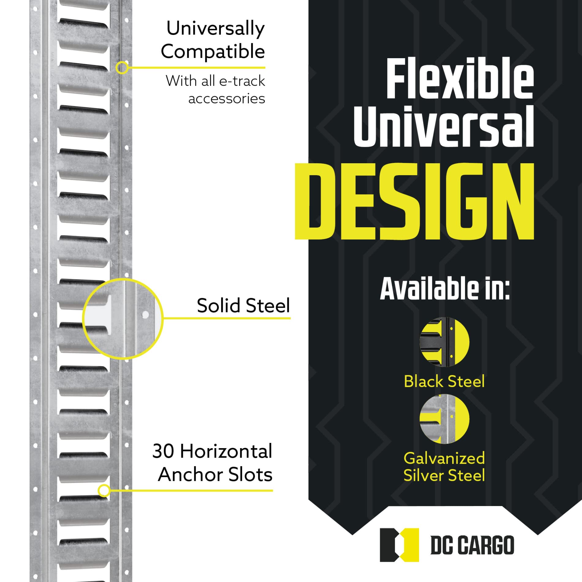 **DC Cargo Mall 6' E Track Tie Down Rail Kit (4 Pack) - Heavy Duty Galvanized Steel Cargo Securing System for Vans, Trailers, Garages - Up to 2,000 lbs Capacity - Perfect for Motorcycle, ATV, and Equipment Transport**    *(Use Cases: Ideal for securing motorcycles, ATVs, furniture, tools, and heavy loads during transport in vans, trailers, or garages.)*