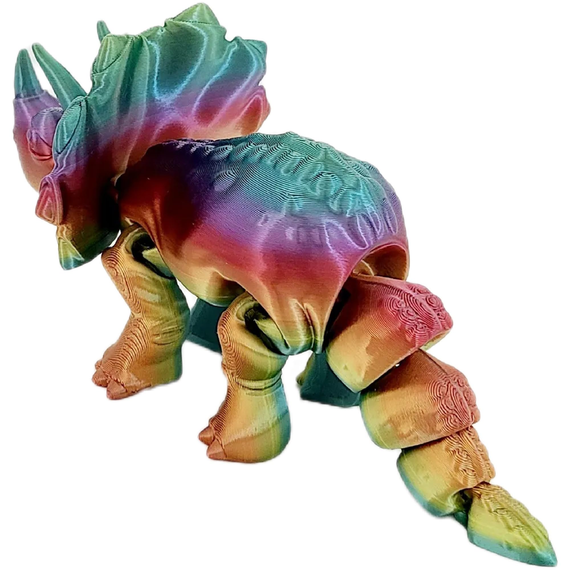 Flexible Articulated Fidget Toys for Stress Relief - Rainbow & Triceratops Dinosaur Sensory Toys for Kids & Adults - Perfect for ADHD, Anxiety, Office & Classroom Use