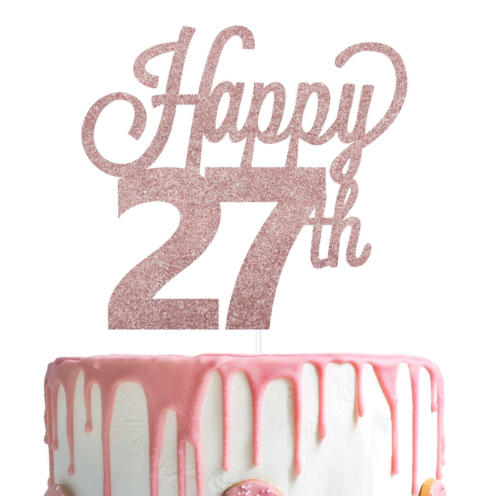 Happy 27th Birthday Cake Topper - Cheers to 27 Years Old Party Decorations for Women & Men - Perfect for Birthday Cakes, Cupcakes, and Dessert Table Centerpieces