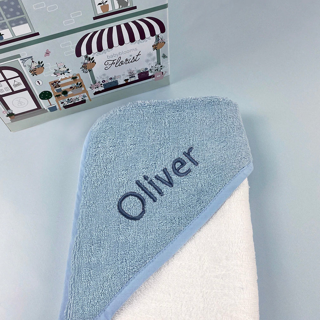Personalized Baby Hooded Towel - Soft & Absorbent Blue Infant Bath Towel for Newborns & Toddlers - Perfect for Bath Time, Swimming & Photo Shoots
