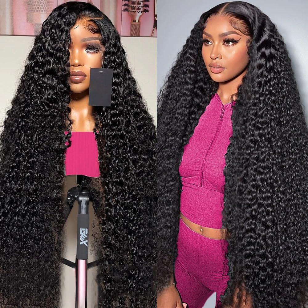 32 Inch Deep Wave Lace Front Wigs 100% Human Hair - 13x6 HD Transparent Lace Frontal Wig for Black Women | Pre-Plucked with Baby Hair, 180% Density, Natural Color | Perfect for Daily Wear, Parties, Cosplay & Special Occasions