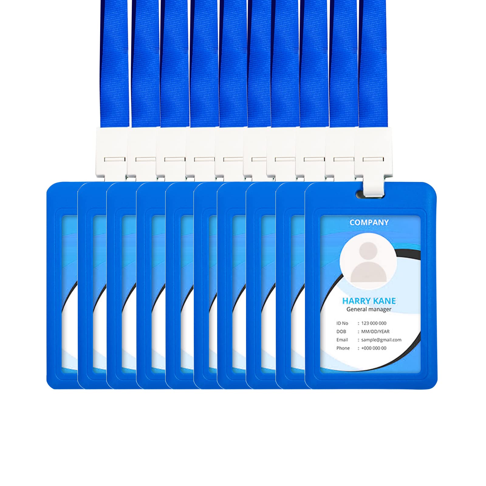 10 Pack Blue ID Badge Holders with Lanyards - Office Work ID Card Holder, Plastic Name Tag Badge Holder for Employees, Security & Events (Perfect for Conferences, Schools & Corporate Use)
