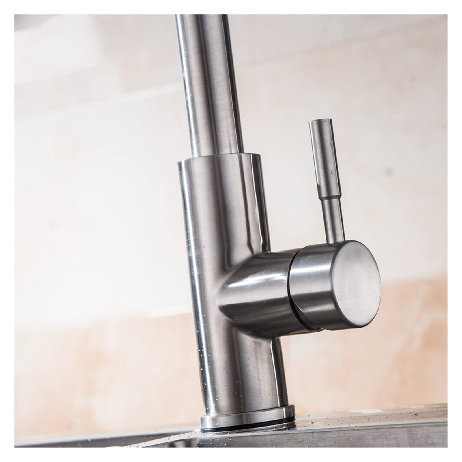 Stainless Steel Single Handle Pull-Out Sprayer Kitchen Sink Faucet with Brushed Nickel Finish - Perfect for Modern Home Kitchen & Small Gift Idea