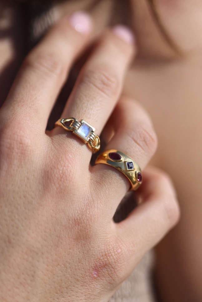 Freya Apatite Gold Ring for Women - 14K Solid Gold Blue Apatite Gemstone Ring - Elegant Jewelry Gift for Birthday, Anniversary & Special Occasions