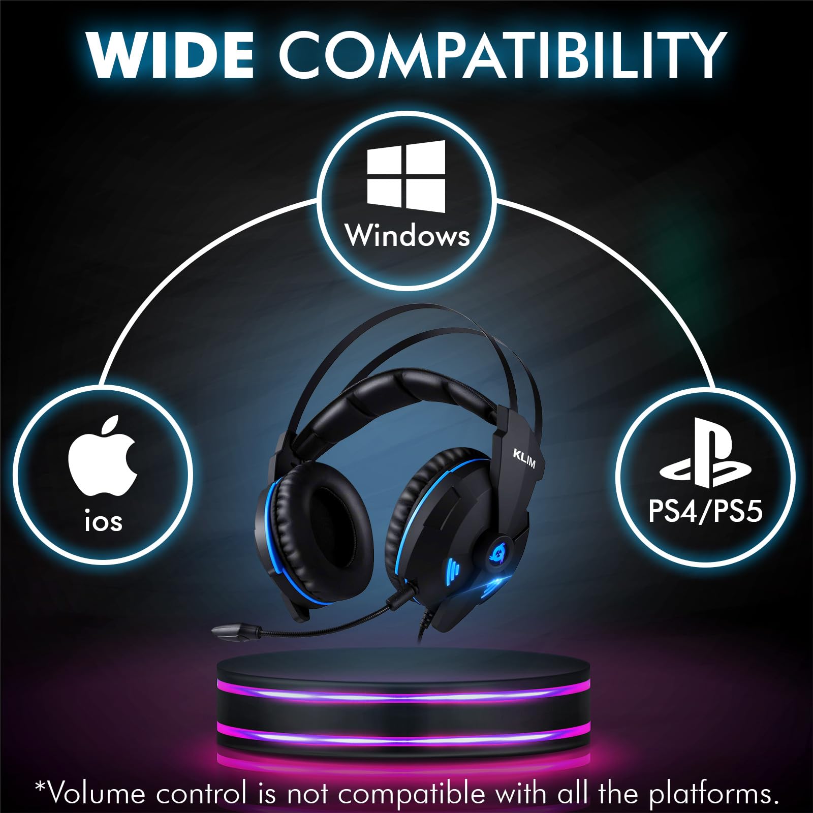 KLIM IMPACT USB Gaming Headset with 7.1 Surround Sound & Noise Isolation - High Definition Audio, Strong Bass & Built-in Mic for PC, PS4, PS5 - Perfect for Competitive Gaming, Streaming & Online Meetings [New Version]