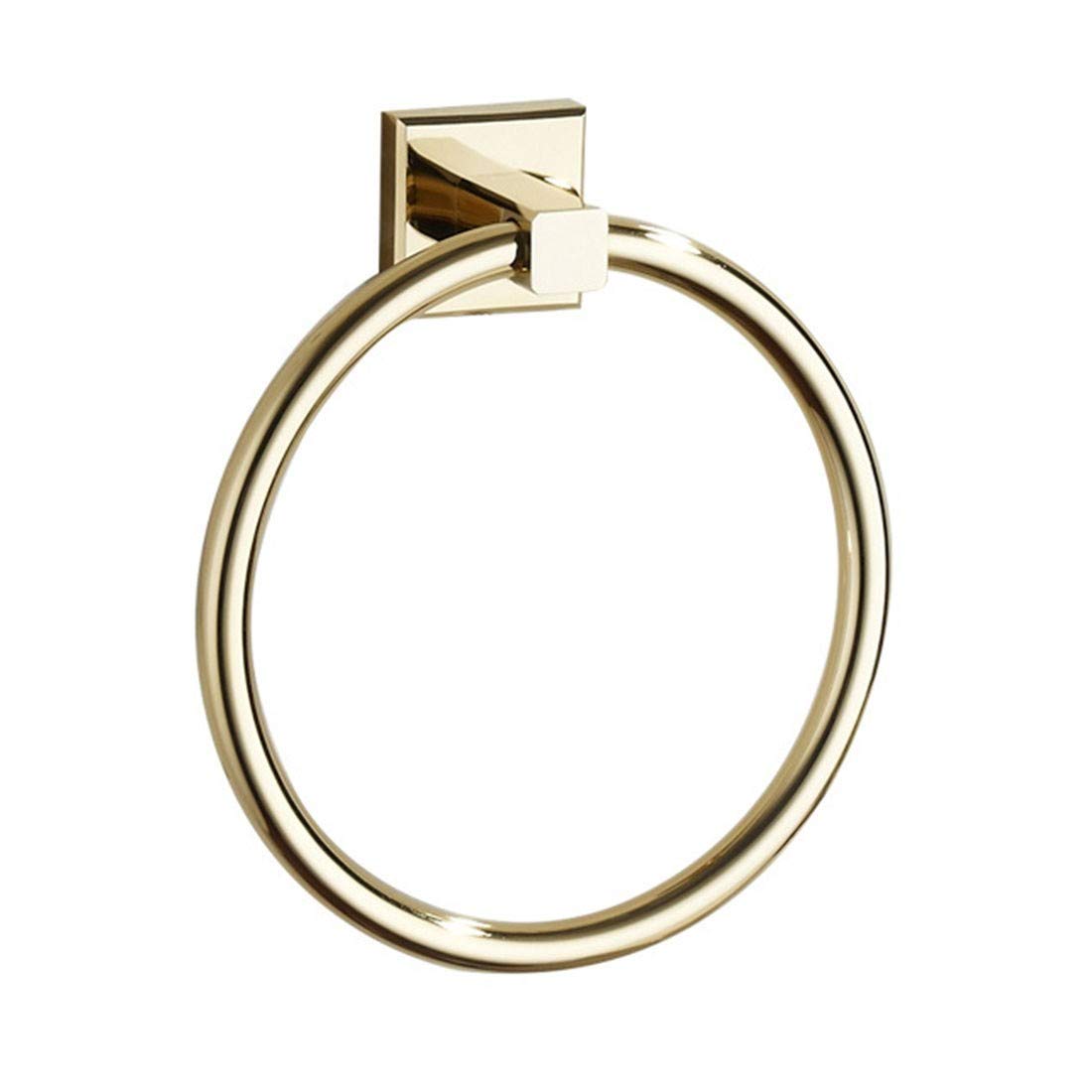 Nordic Gold Copper Towel Ring Holder - No Drill Bathroom & Kitchen Towel Hanger Set, Single Pole Rust-Free Round Towel Rack for Modern Homes - Perfect for Spa, Guest Bathrooms & Luxury Kitchens