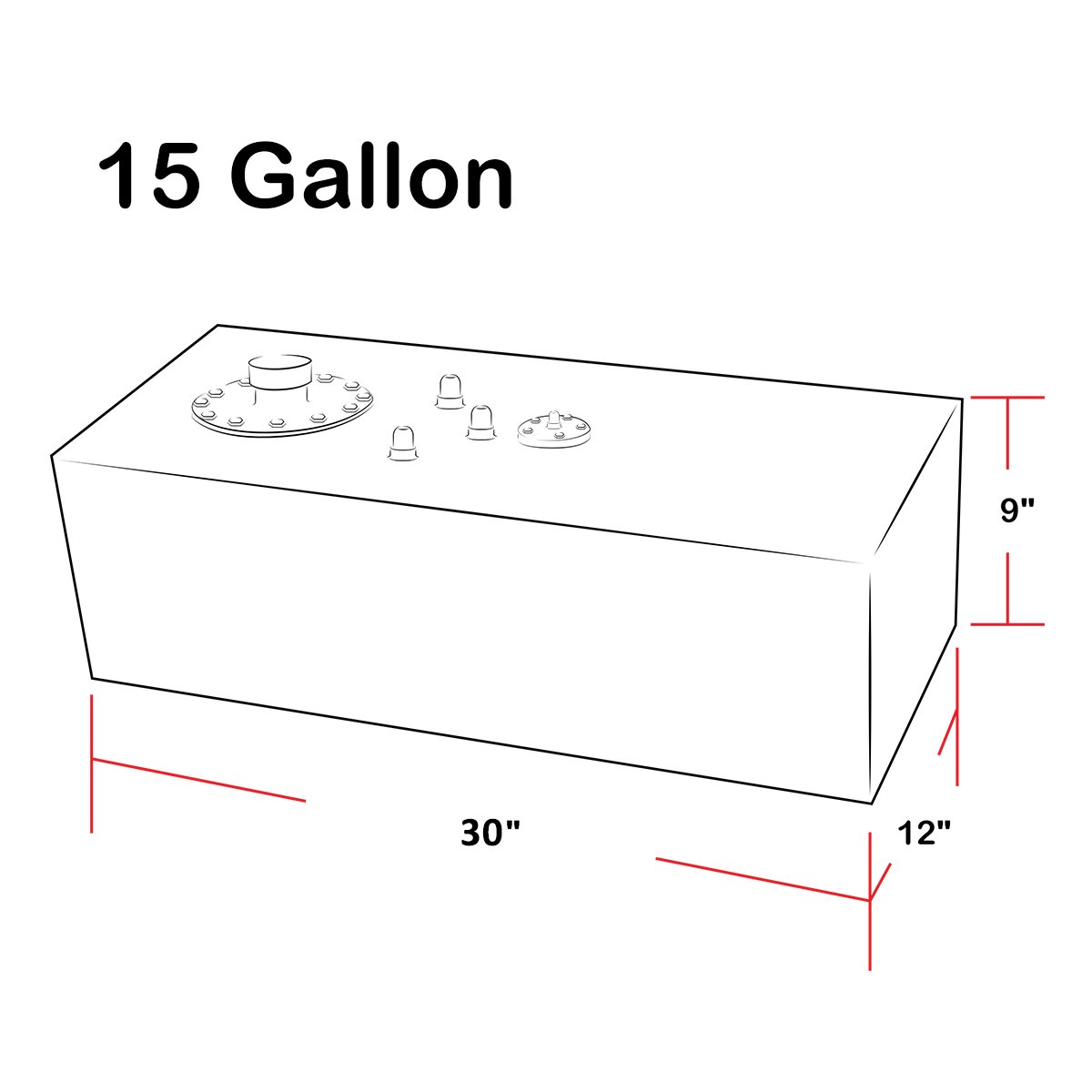 DNA MOTORING 15 Gallon Aluminum Top-Feed Fuel Cell Gas Tank - 30