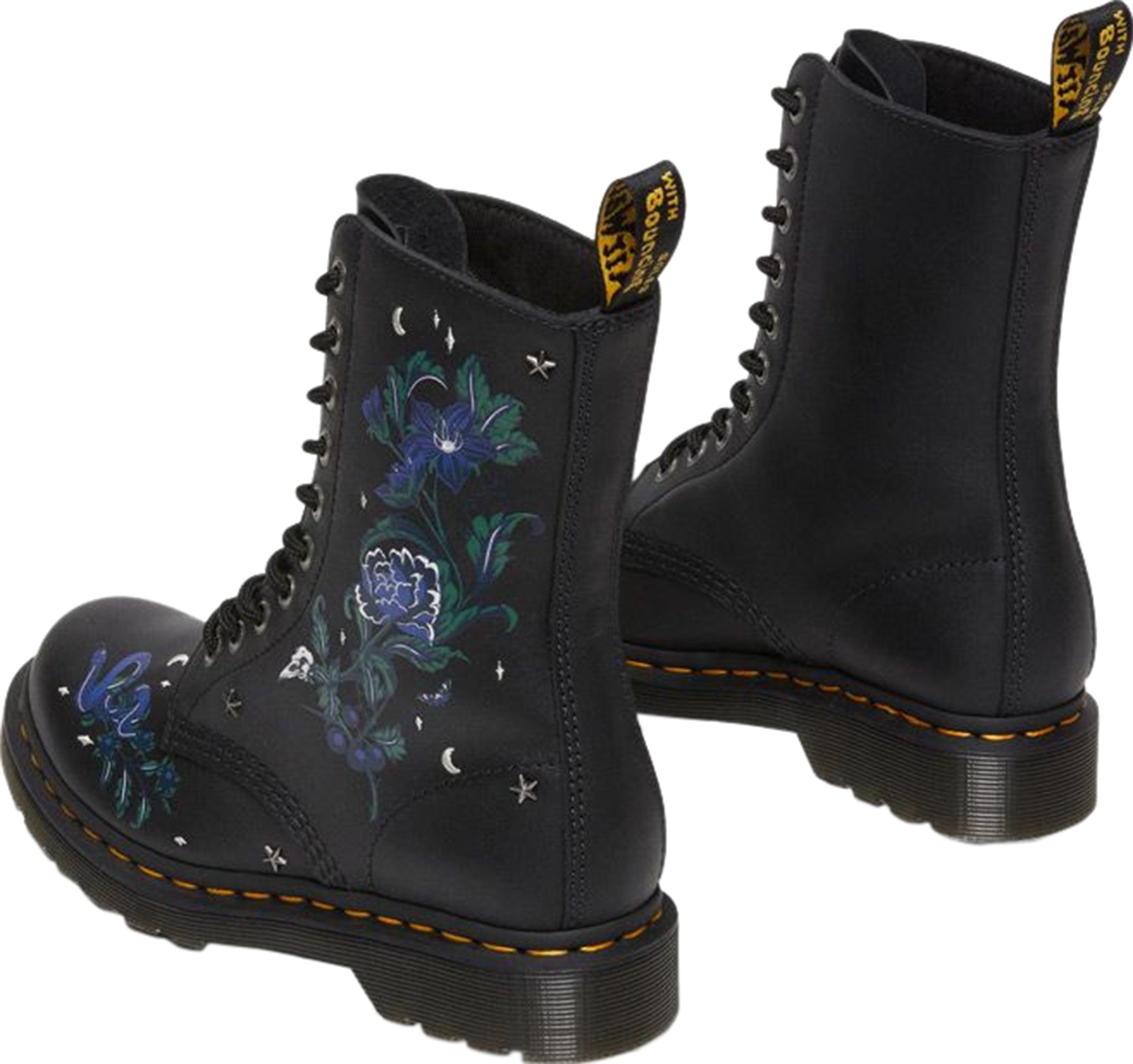 1490 Mystic Floral Leather Mid Calf Boots for Women - Stylish Knee High Boots with Floral Design | Perfect for Fall Fashion, Date Nights & Office Wear