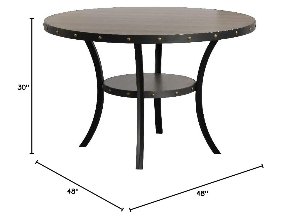Solid Wood Round Dining Table 48-Inch Gray - Classic Crispin Furniture for Kitchen, Dining Room & Small Space - Rustic Farmhouse Style Home Decor