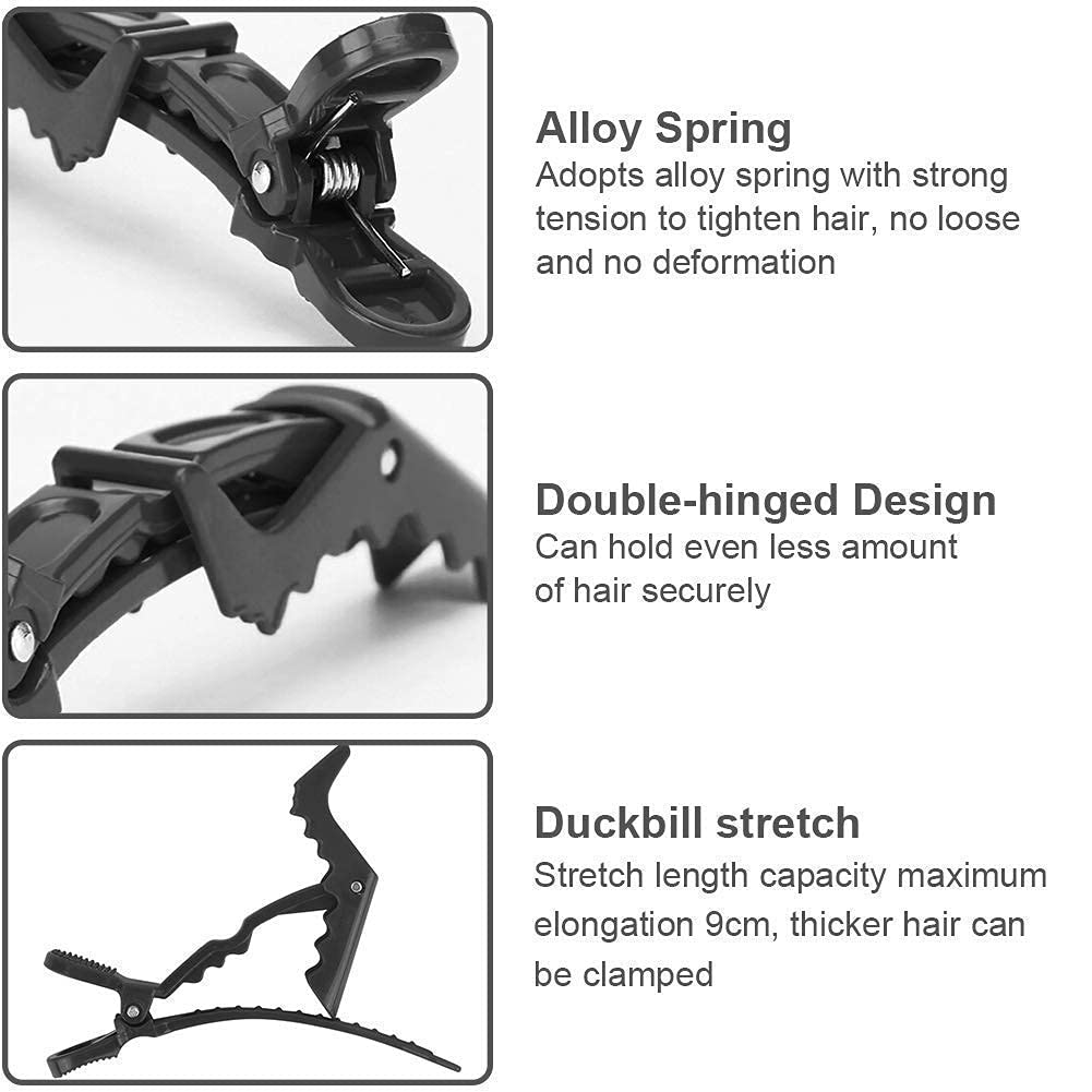 SCHUBERT Professional Crocodile Hair Clips - 6 Pack Non-Slip Duckbill Hair Clips for Thick Hair, Styling Sectioning Clips for Women & Salon Use - Perfect for Hairdressing, Curling, Braiding and Updos