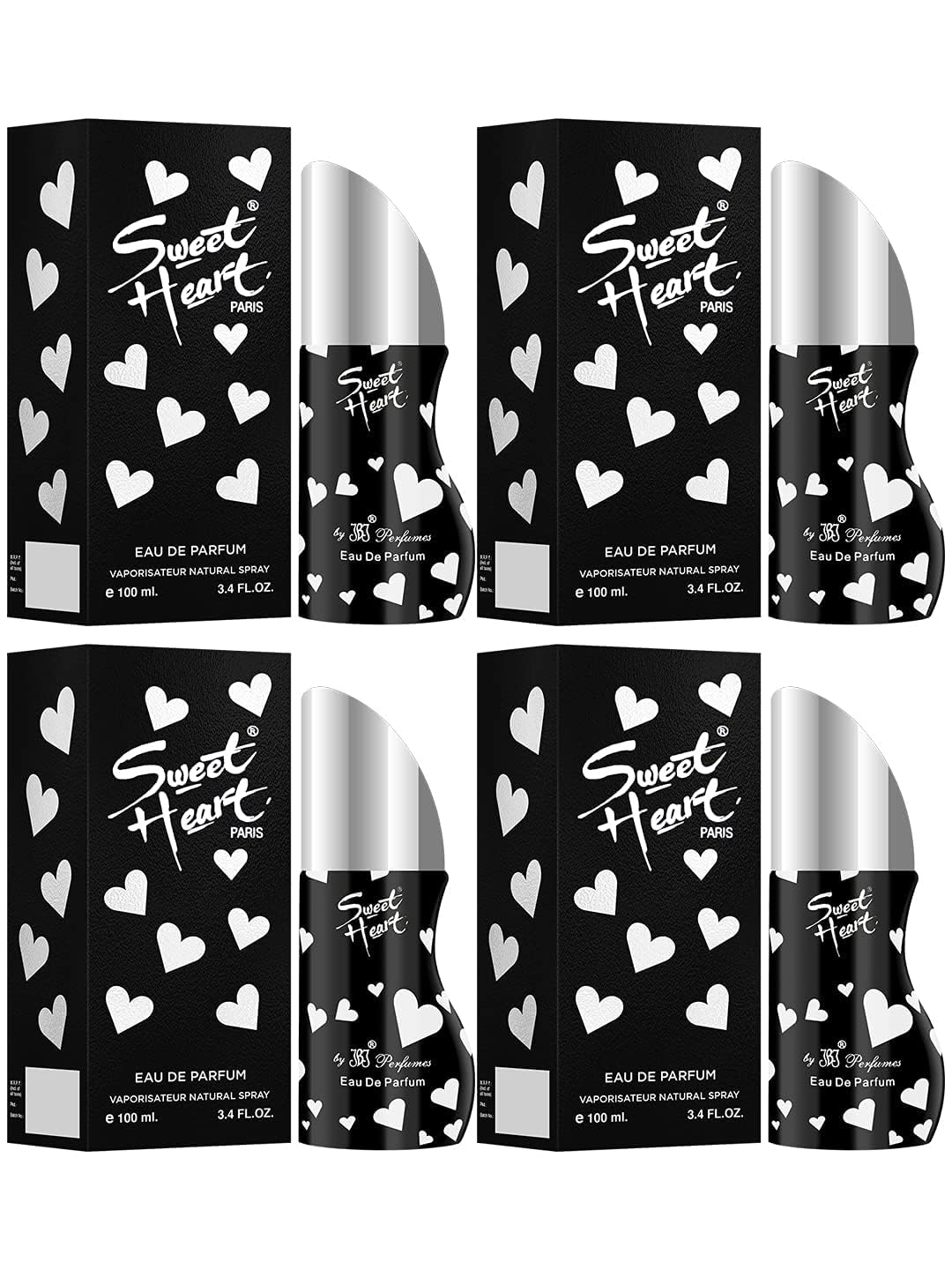 Sweetheart Black Long-Lasting Eau De Parfum for Women, 100ml (Pack of 4) - Floral Fruity Fragrance, Luxury Imported Perfume for Date Night, Evening Events & Special Occasions