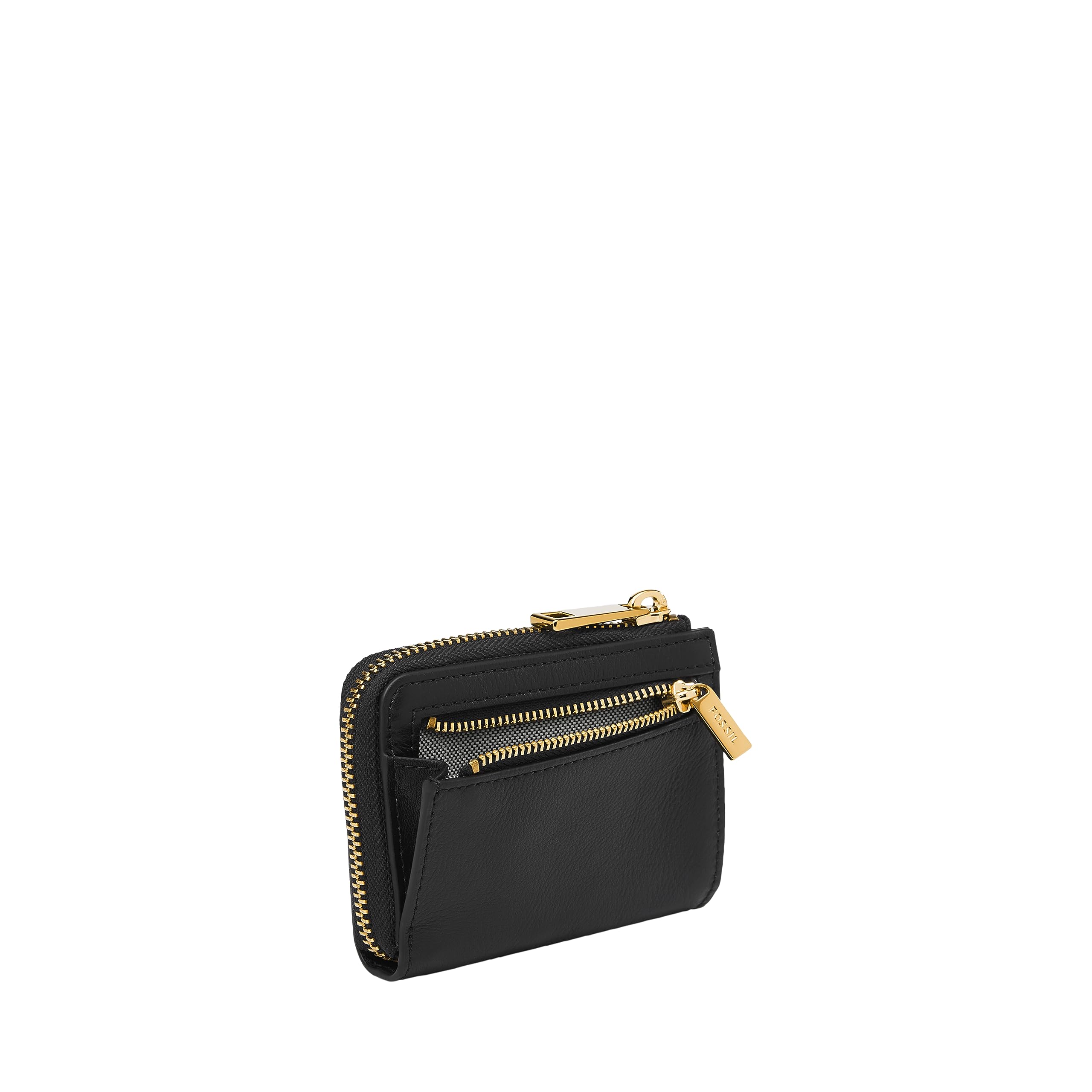 Fossil Women's Liza Leather Zip Wallet - Slim RFID Blocking Bifold with Multiple Card Slots & ID Window (Black, Model SL6406G001) | Perfect for Everyday Use, Travel & Gift Giving