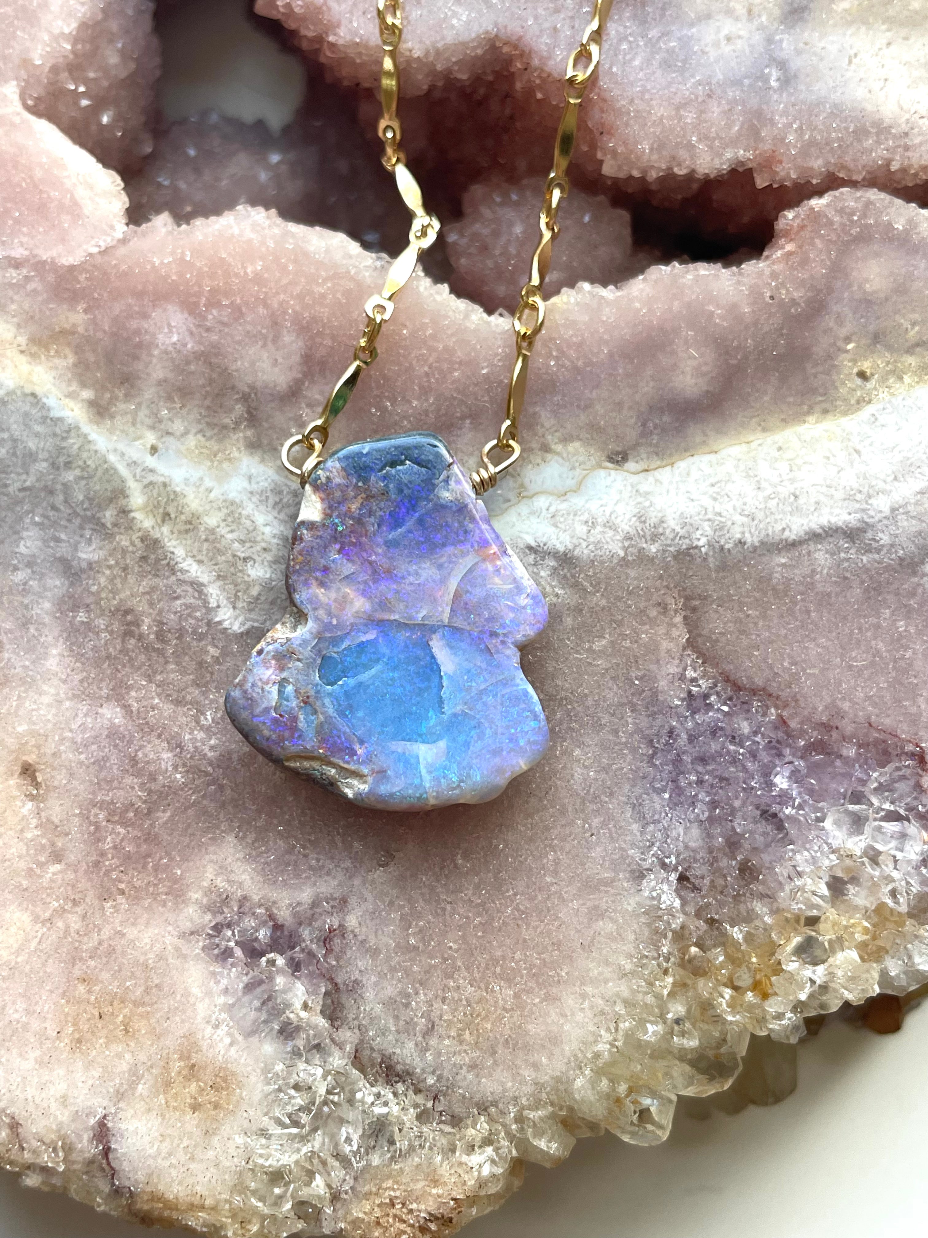 Genuine Australian Opal Pendant Necklace - 925 Sterling Silver Jewelry for Women, Elegant Gift for Birthday, Anniversary & Special Occasions