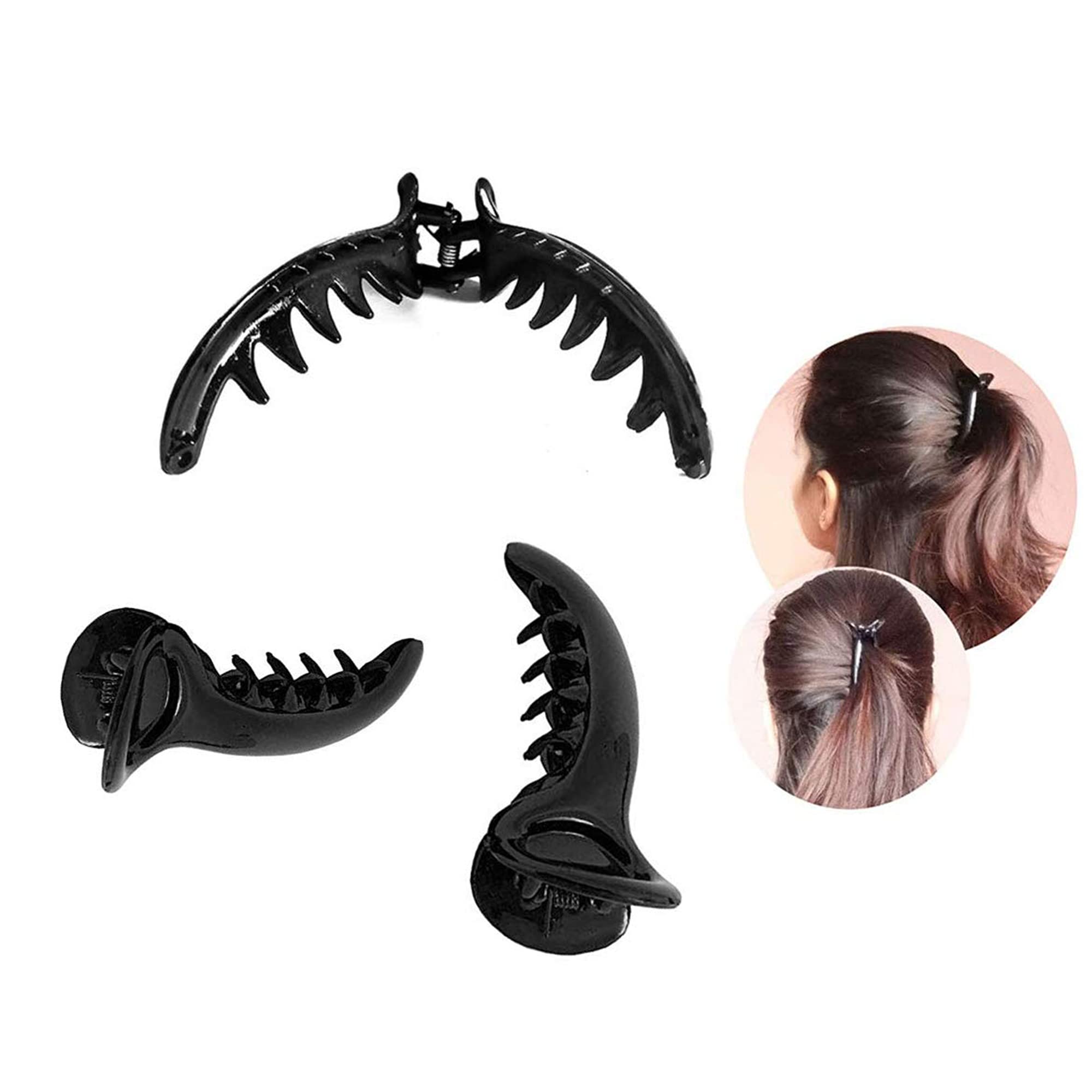 BIRDWARE Banana Hair Clips for Women - 3 Pack Medium Claw Clips (Black & Brown) - Perfect for Ponytails, Buns & Everyday Hairstyles