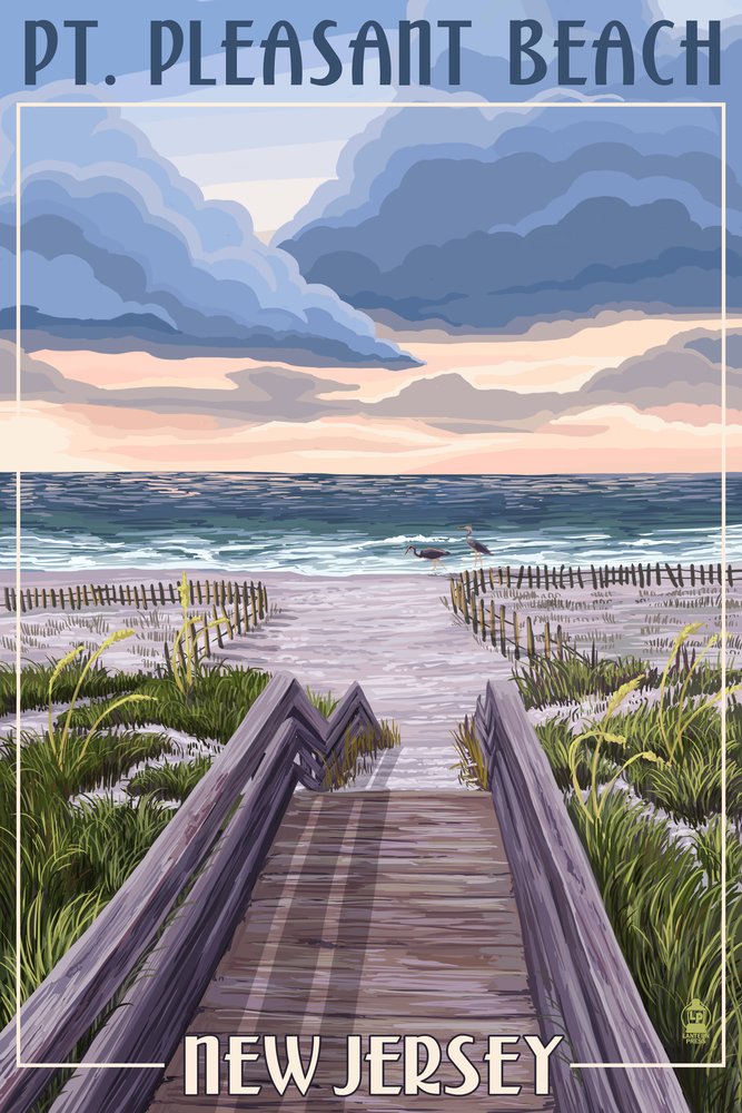 16x24 Gallery Quality Metal Art Print - Pt. Pleasant Beach New Jersey Boardwalk Scene - Aluminum Wall Decor for Coastal & Beach House Decor - Perfect for Living Room, Bedroom or Office