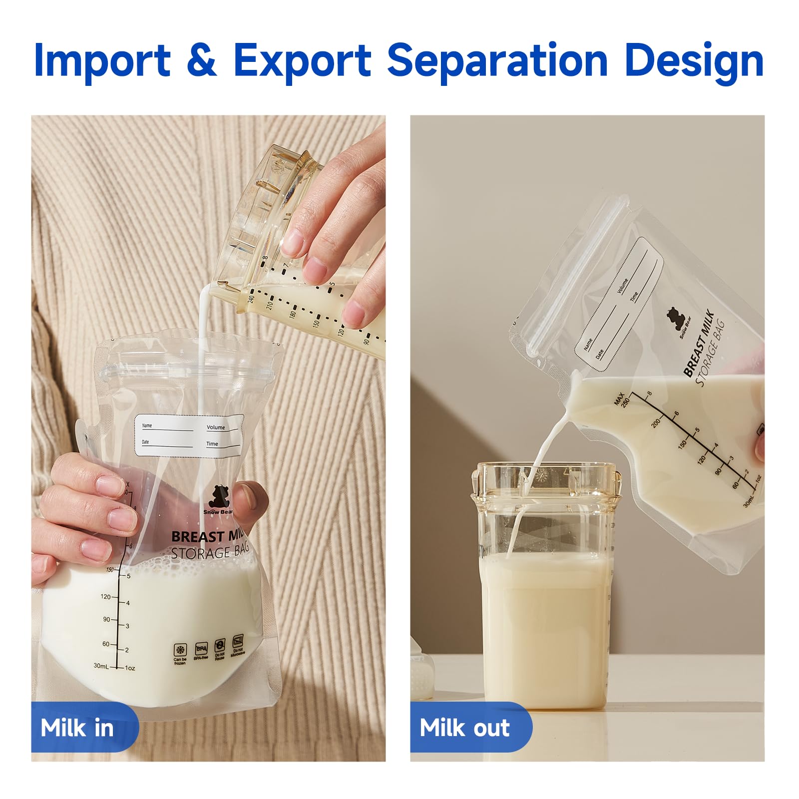 8oz Breastmilk Storage Bags - 120 Count Reusable Freezer Bags with Double Zipper for Breast Milk - Perfect for Pumping, Storing, and Organizing Breast Milk at Home or On the Go