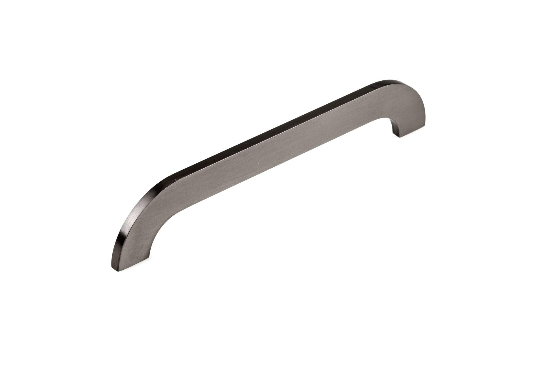 Brushed Black Nickel Modern Curved Cabinet & Drawer Pull Handle - 7 9/16-inch (192mm) Center-to-Center - Richelieu Hardware 738119292 - Perfect for Kitchen Cabinets, Bathroom Vanities & Furniture Drawers