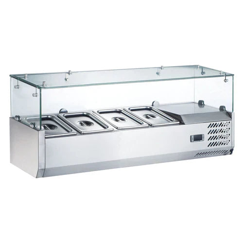 Coldline CTP48SG 48-Inch Refrigerated Salad Bar with 4 Glass Top Pan Covers - Perfect for Restaurants, Delis & Buffet Display Counters