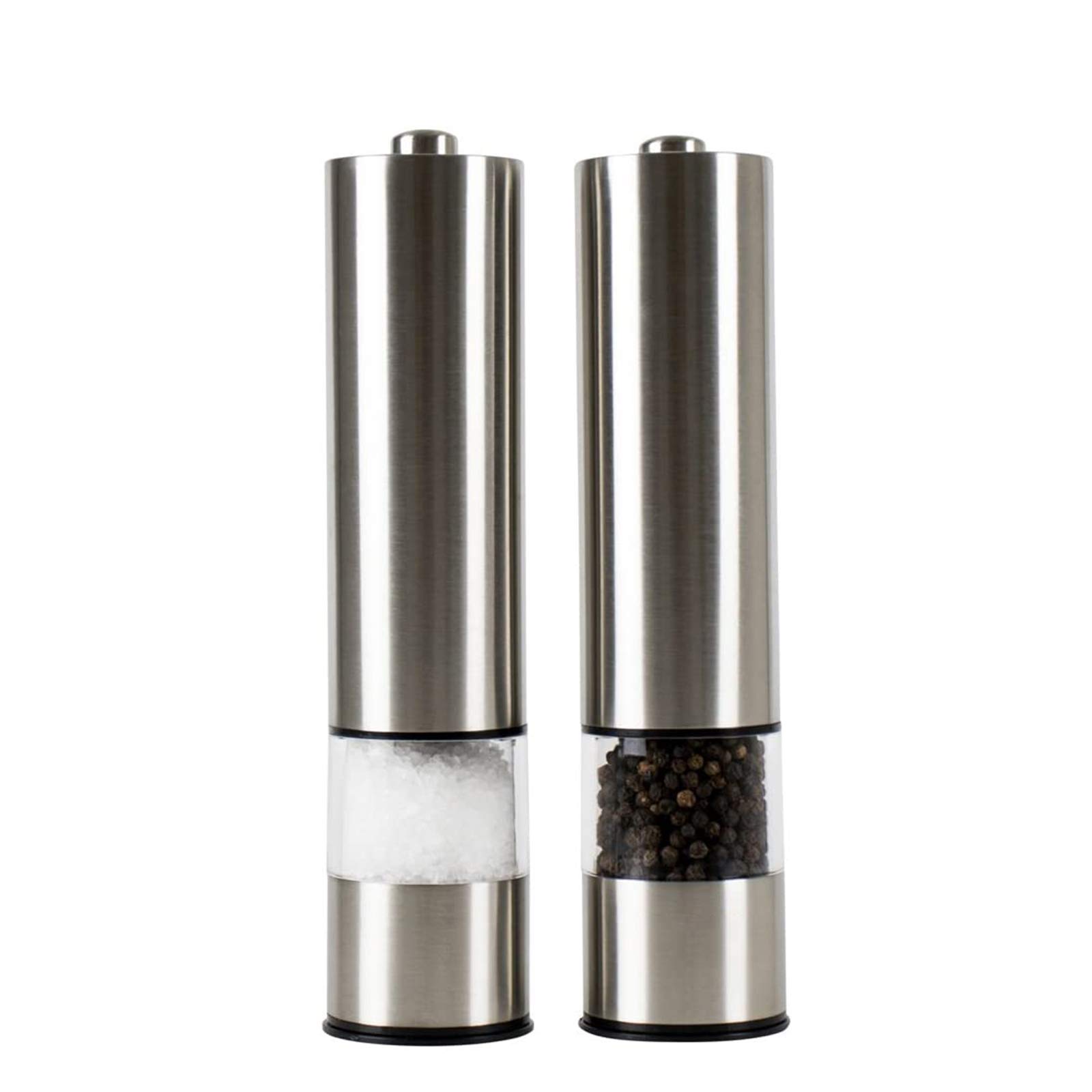 Premium Electric Salt and Pepper Grinder Set with LED Light - Brushed Stainless Steel & Ceramic Mechanism - Perfect for Himalayan Salt, Peppercorns, Dried Herbs & Spices (2-Pack) - Ideal for Kitchen, Dining Table & Gourmet Cooking