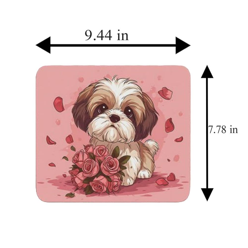 Non-Slip Rubber Mouse Pad with Cute Havanese Dog & Flower Design - Perfect for Home Office, Gaming, Work Desk, Computer & Laptop Use - Great Gift for Dog Lovers (12x10in)