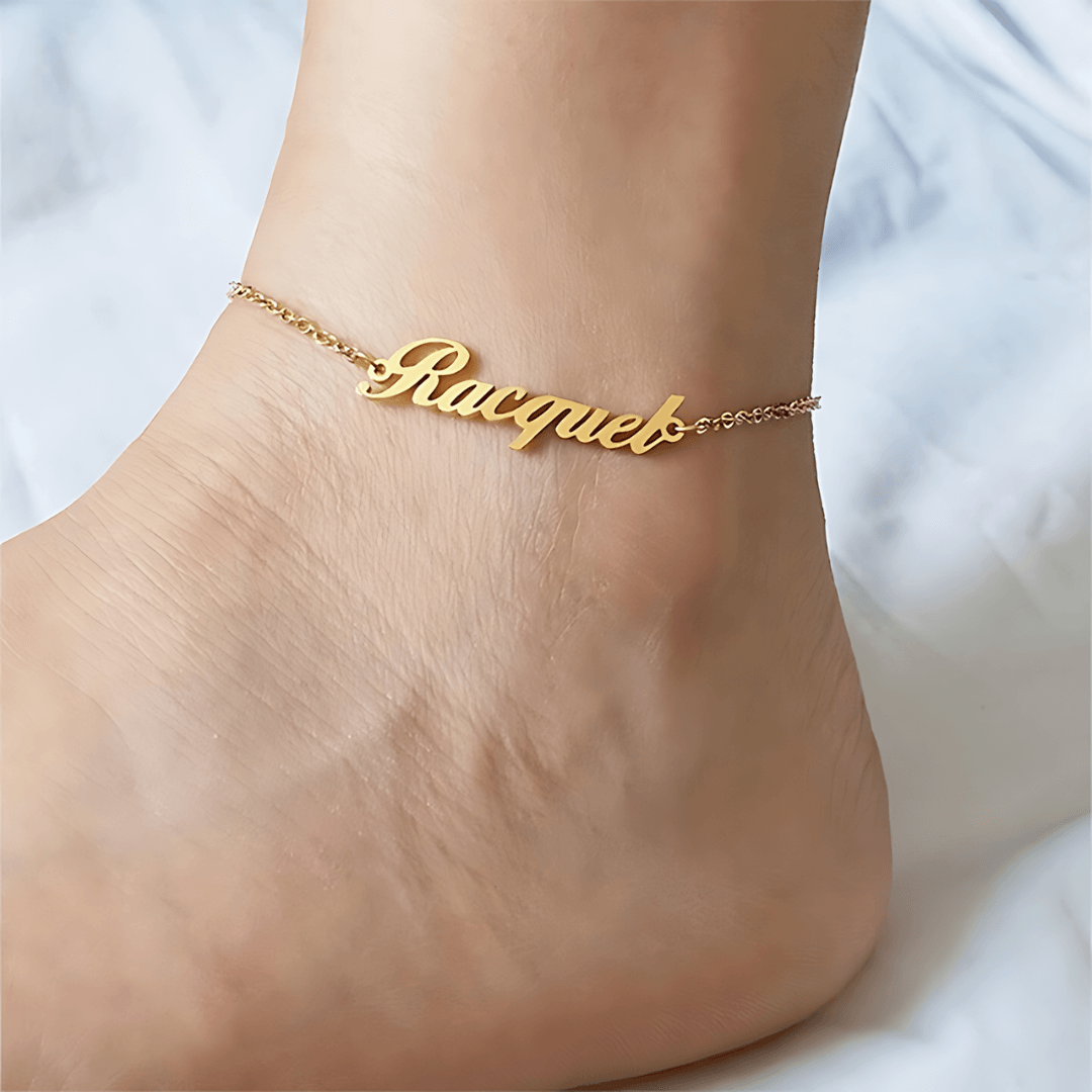 14K Gold Plated Custom Name Anklet Chain - Personalized Adjustable Ankle Bracelet for Women | CXT22 | Perfect for Gifts, Beach Wear & Everyday Fashion