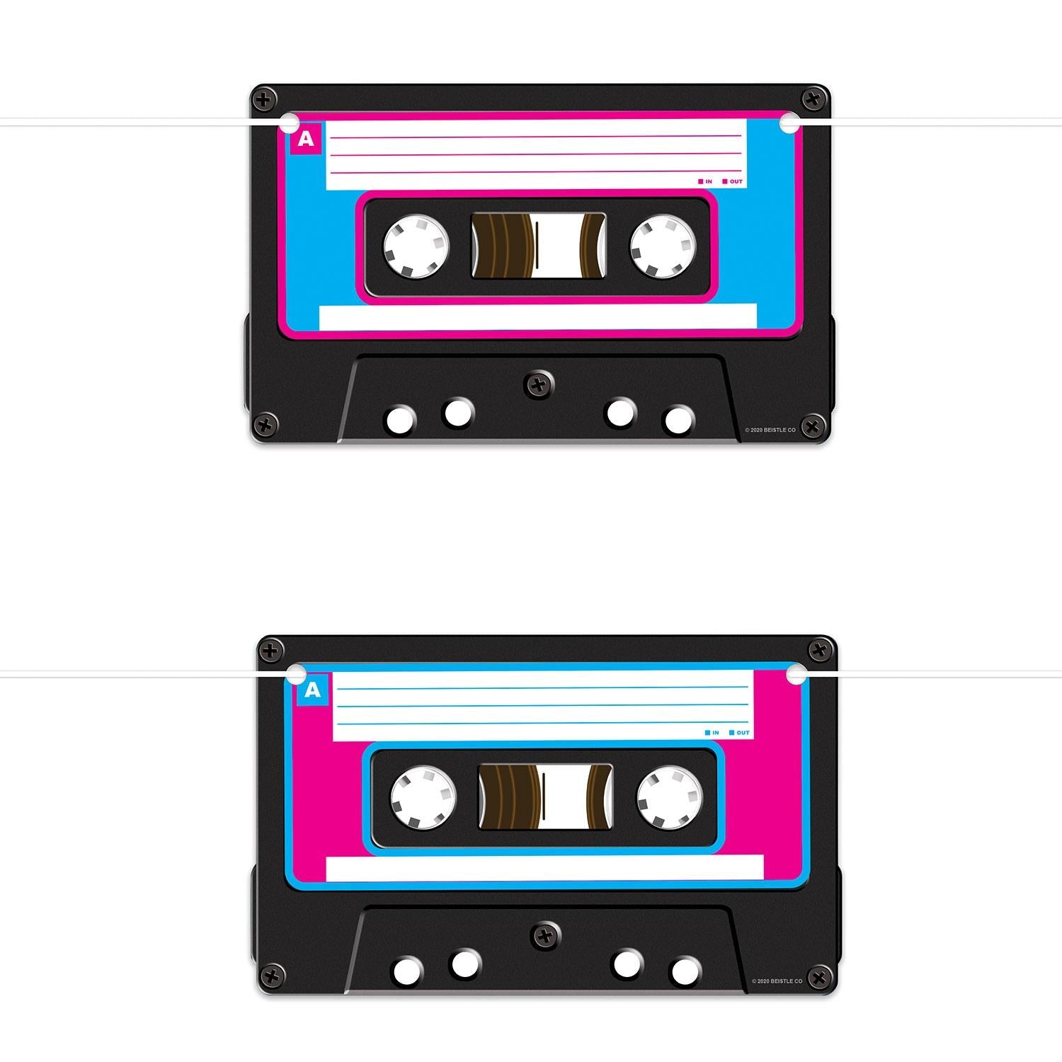 12 Pack Beistle Cassette Tape Party Streamers - Retro 80s Themed Party Decorations for Birthday, Graduation & Music Theme Events