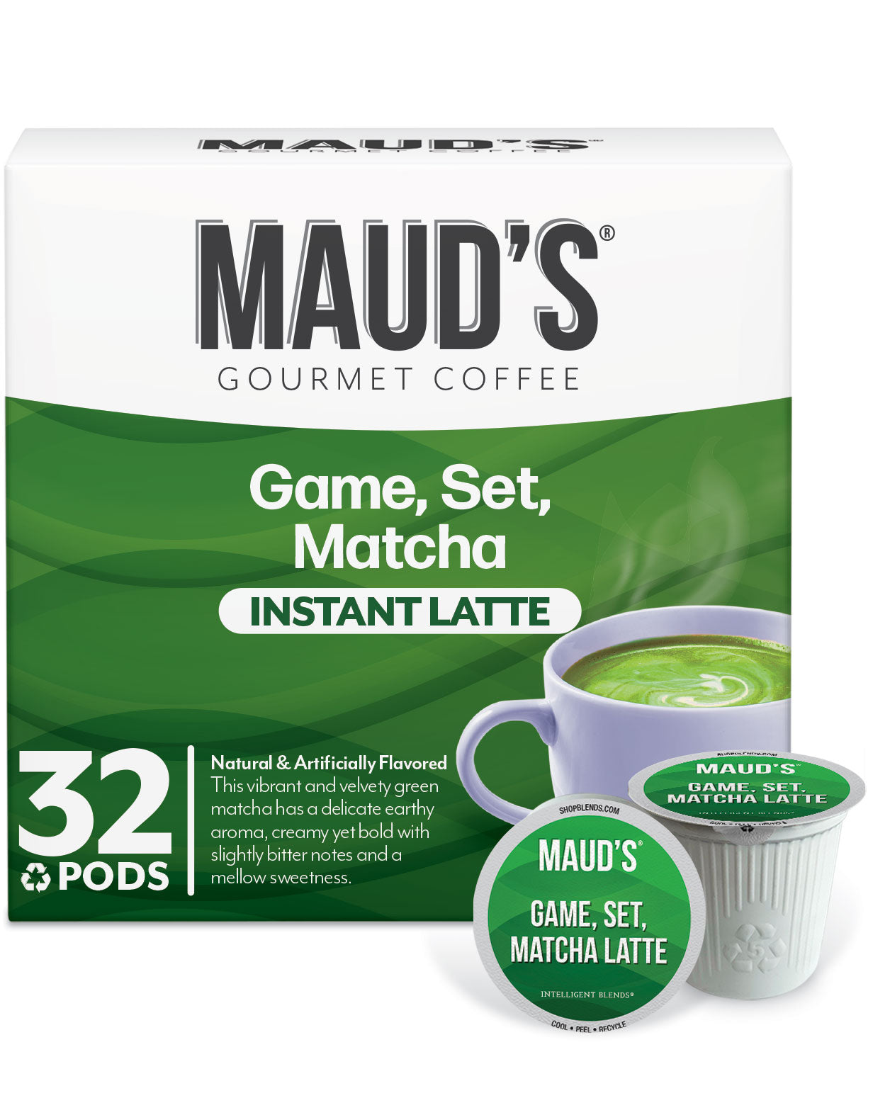 Organic Matcha Tea Latte Pods by Maud's - Premium Japanese Green Tea Powder for Keurig & Nespresso - Perfect for Breakfast, Office & Relaxation at Home